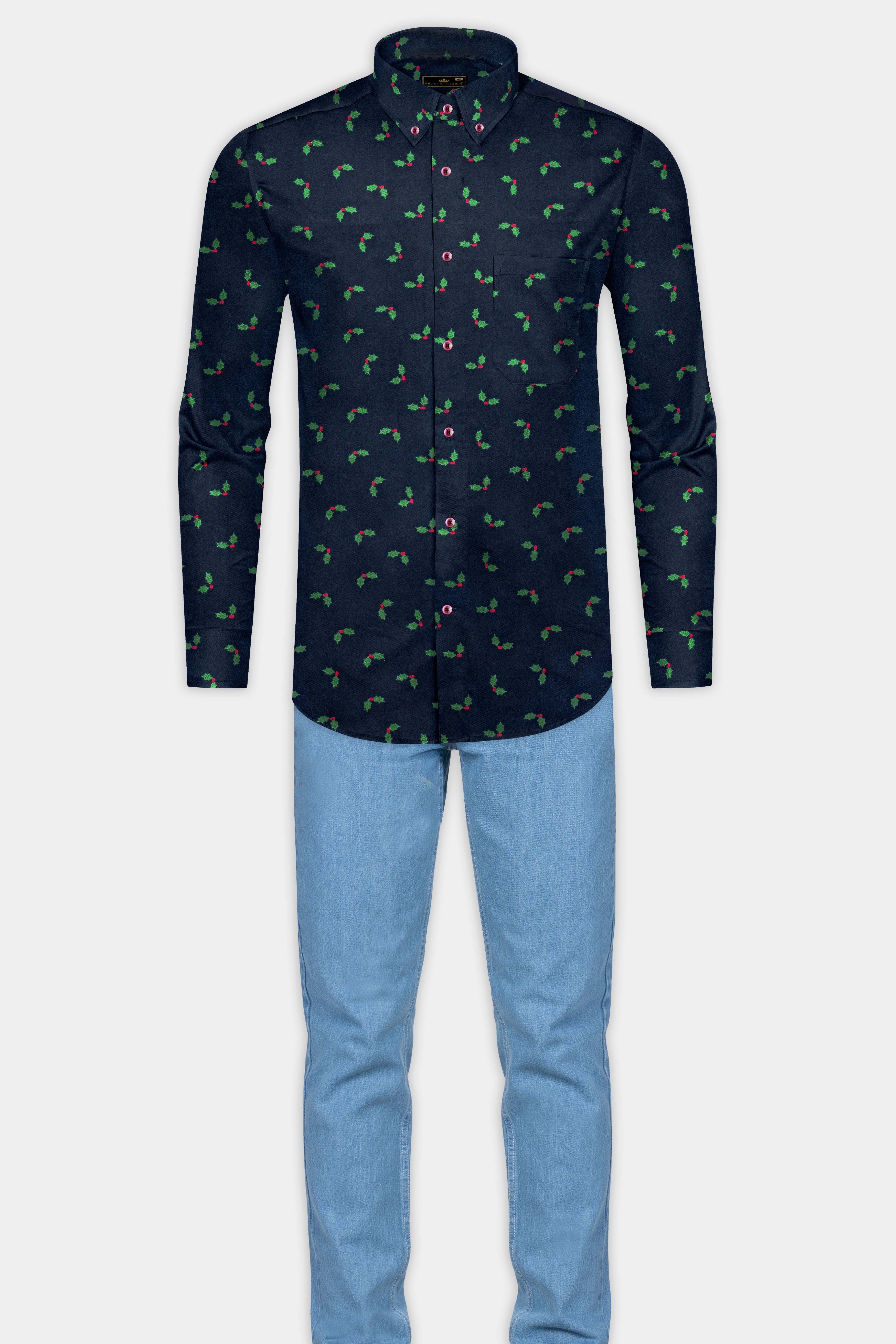 Haiti Blue Bat Inspired Print Premium Cotton Flannel Shirt