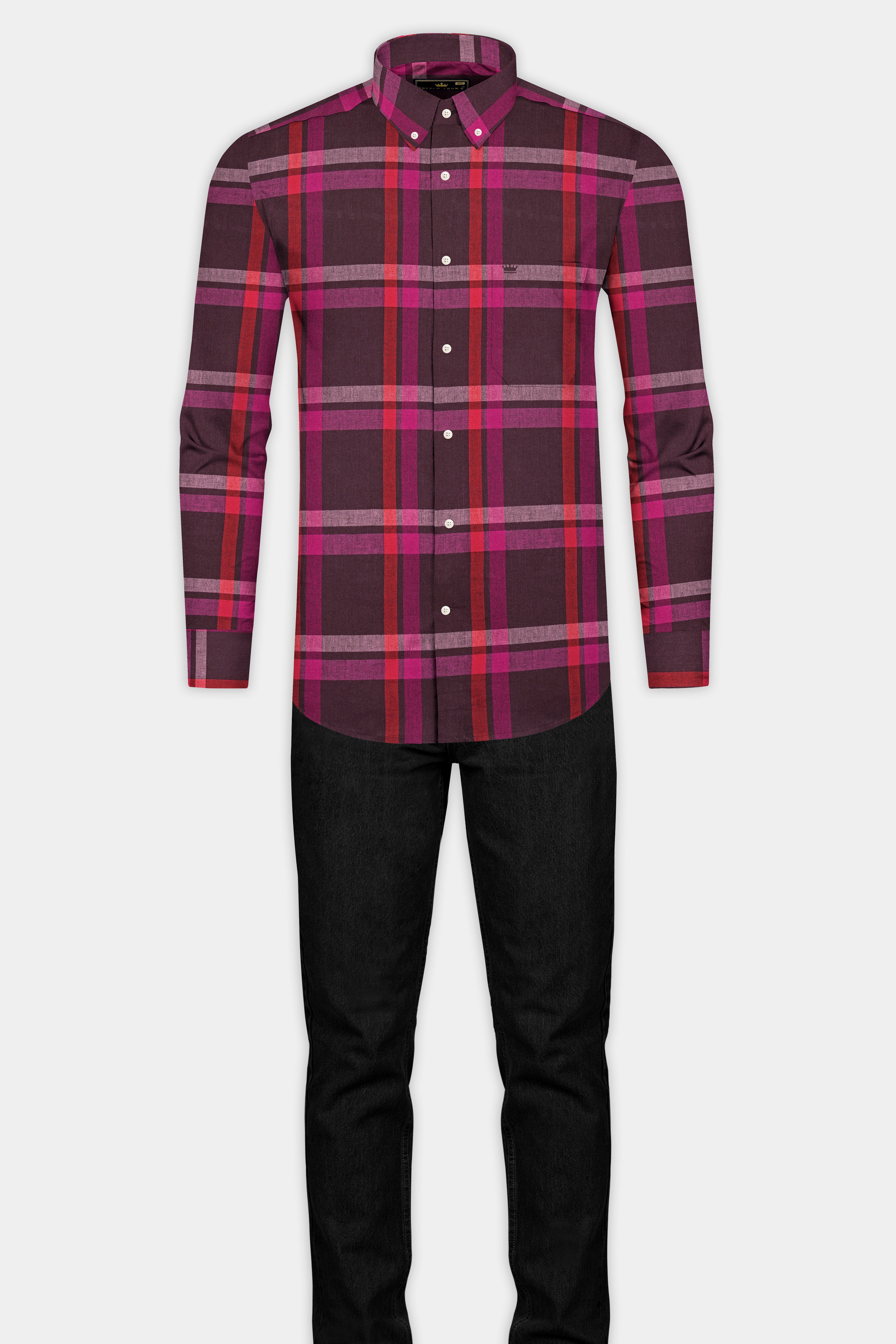 Mens pink plaid flannel shirt best sale