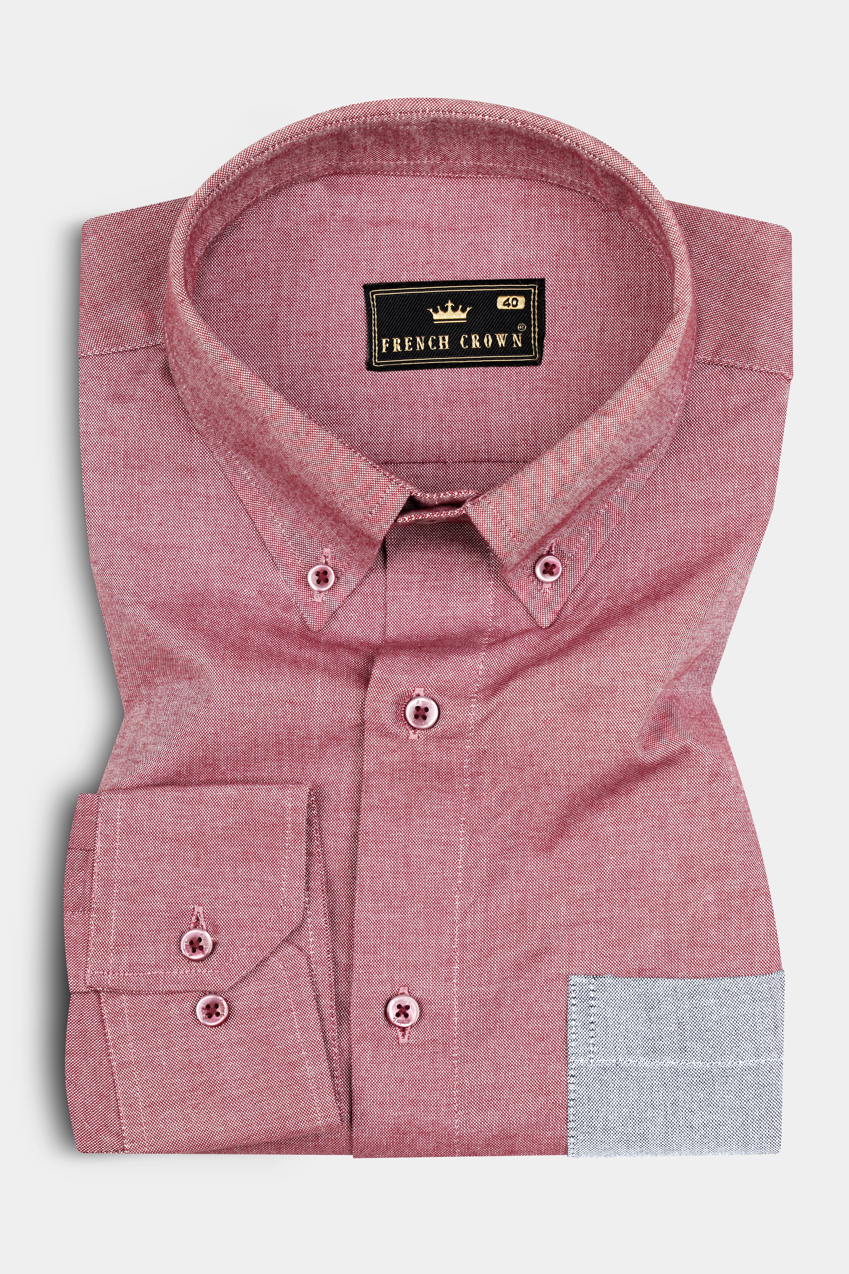 Contessa Red with Grey Pocket Solid Royal Oxford Shirt