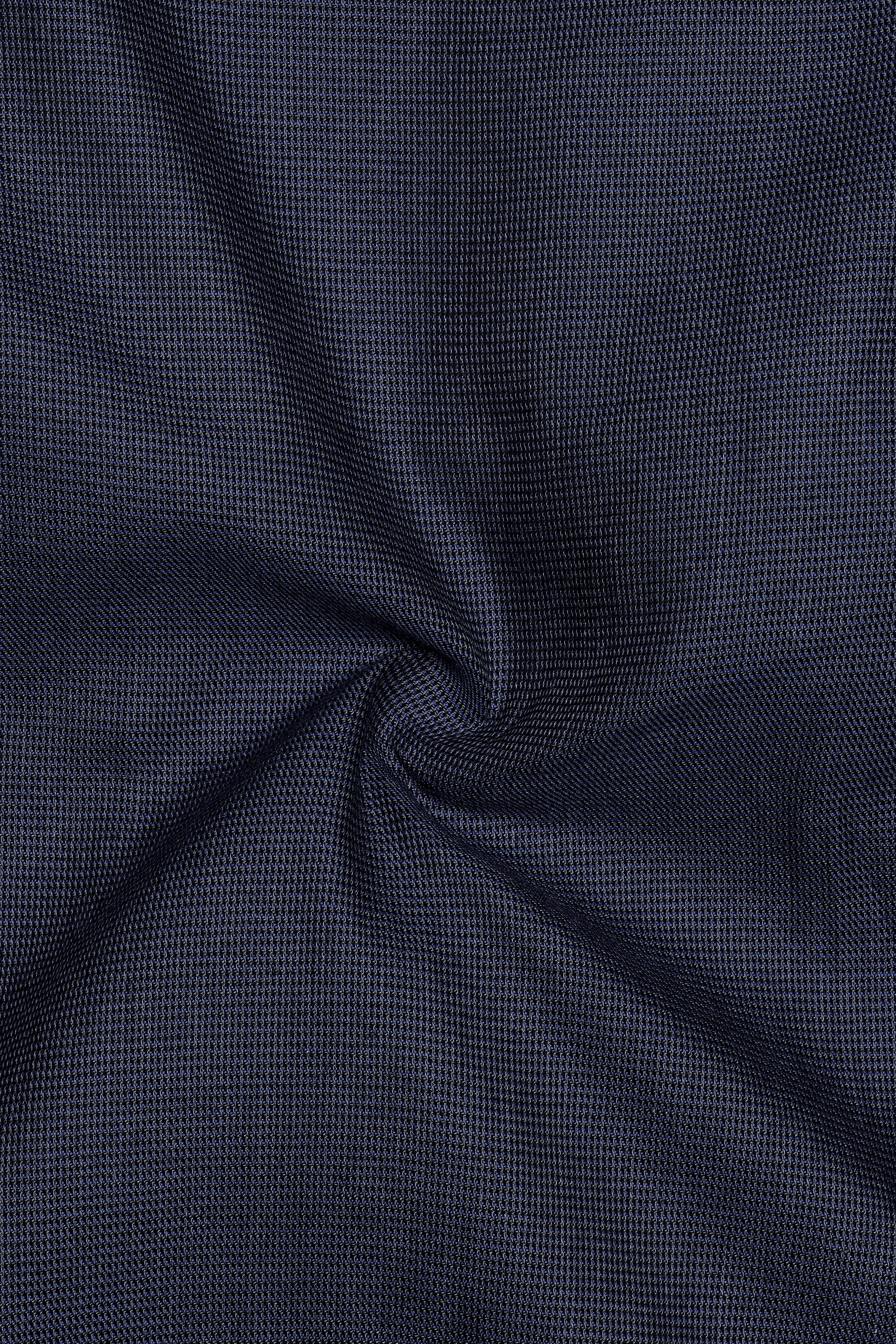 Cadet Blue Micro Houndstooth Textured Premium Giza Cotton Shirt