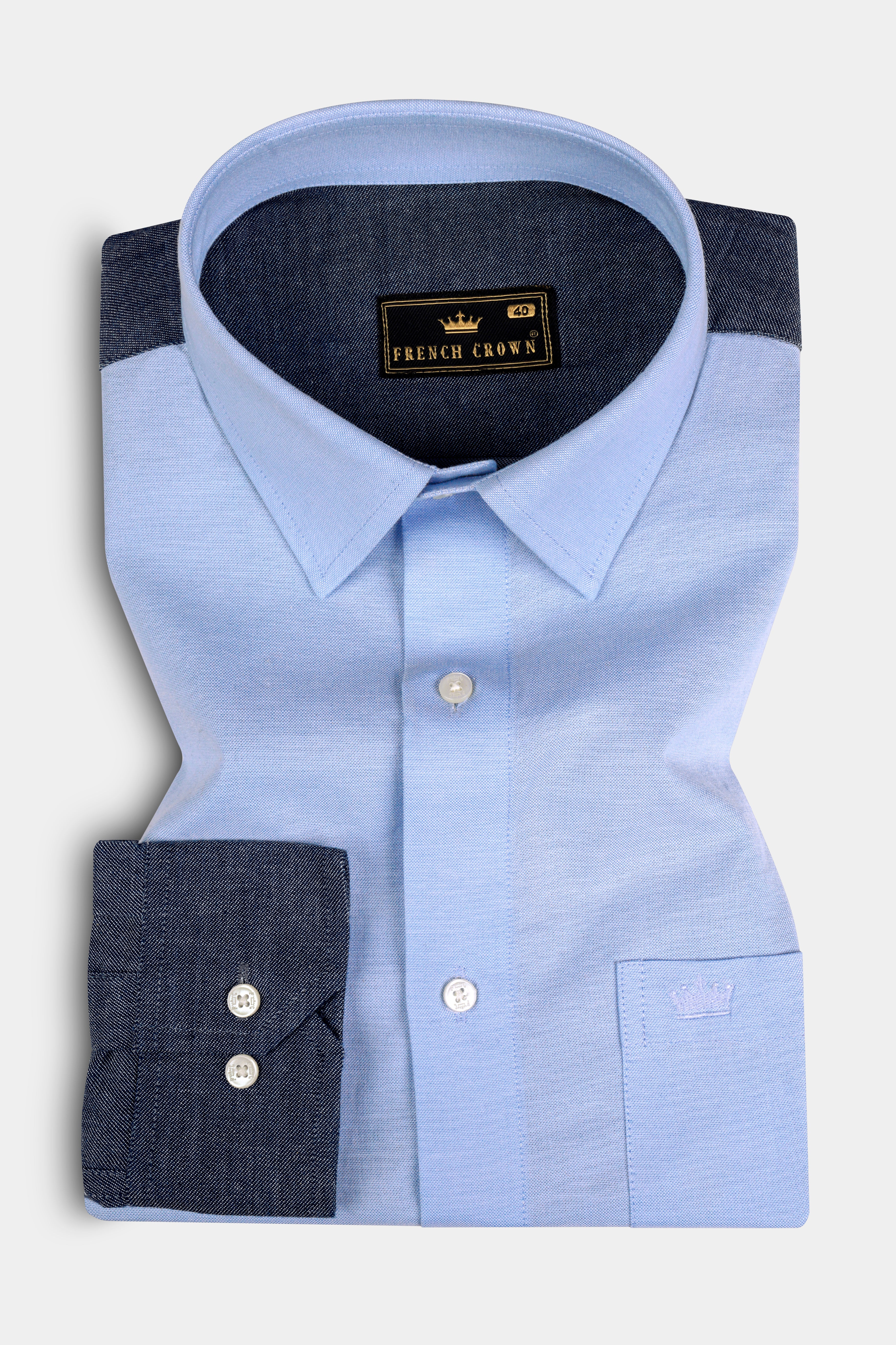 Tealish Blue and Gray Royal Oxford Shirt