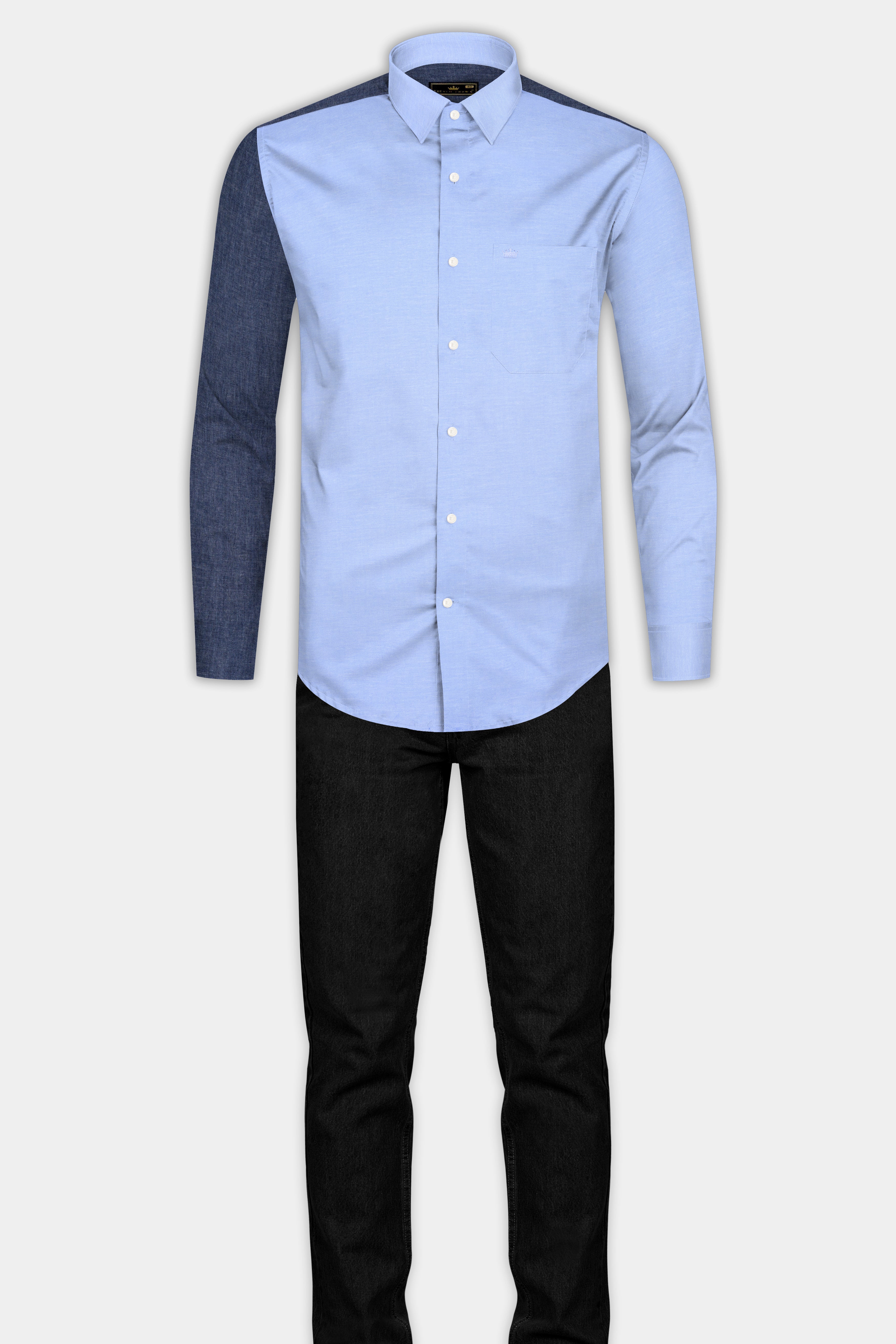 Tealish Blue and Gray Royal Oxford Shirt