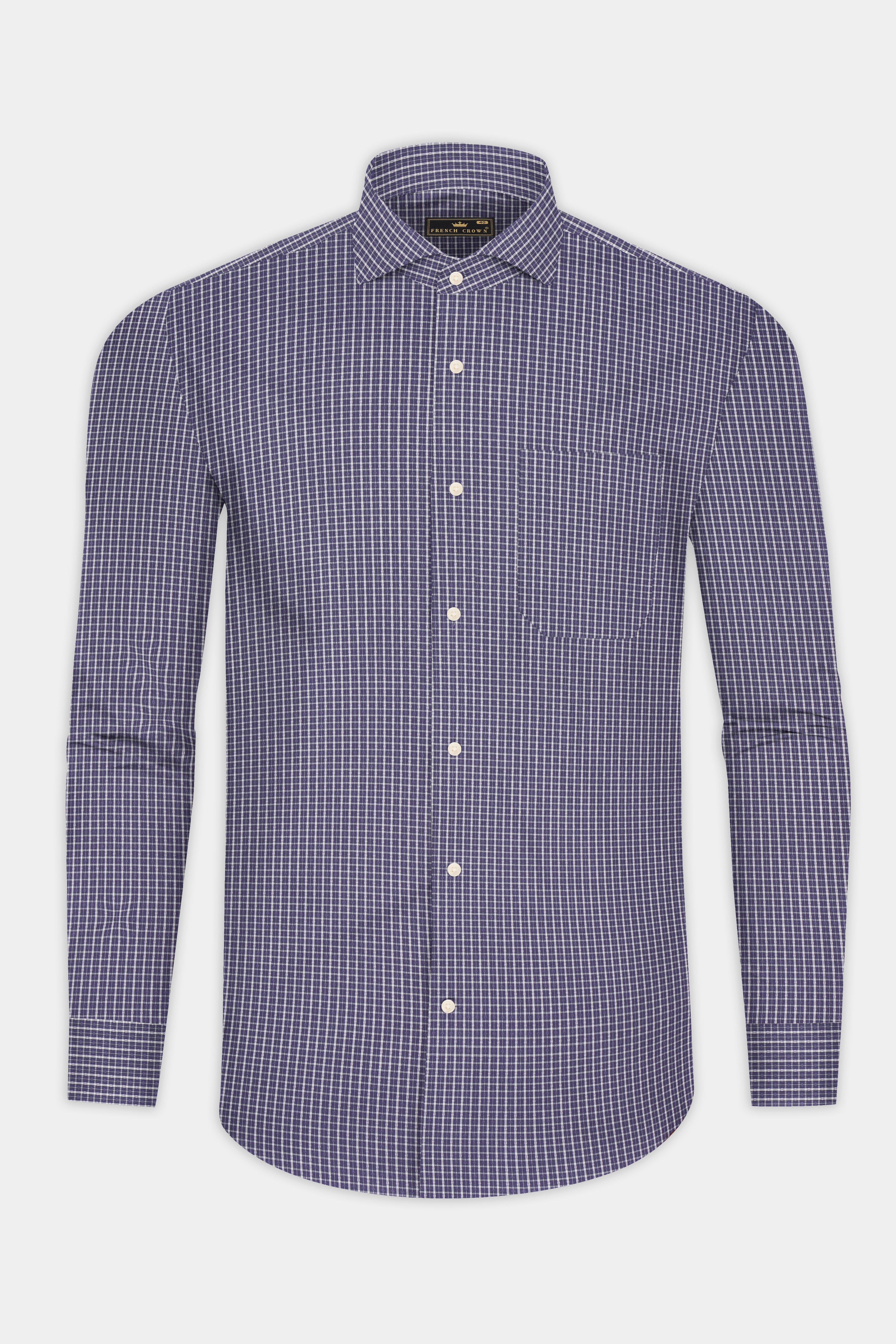 Mountain Mist Checkered Dobby Textured Premium Giza Cotton Shirt