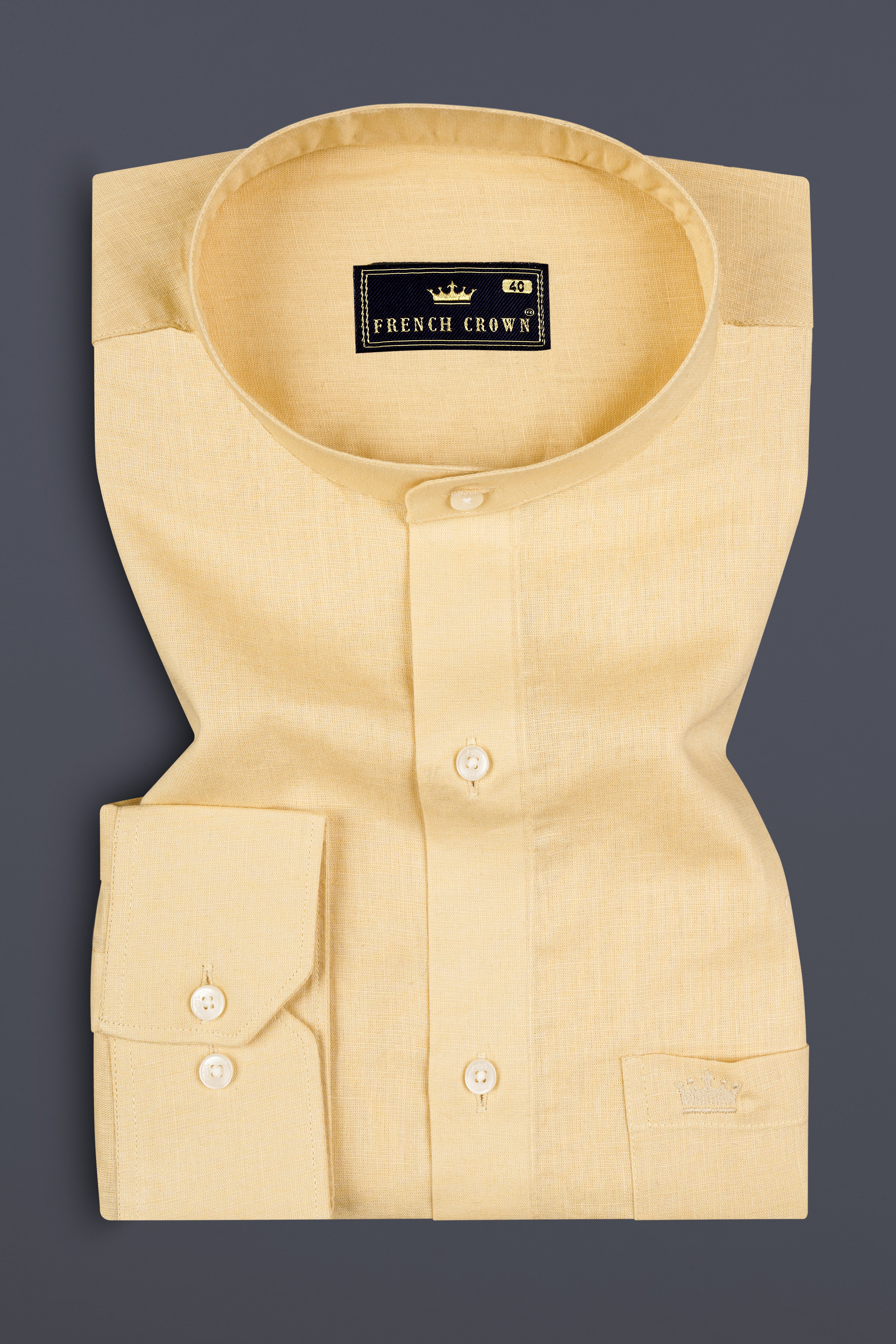 Peanut Yellow Luxurious Linen Shirt