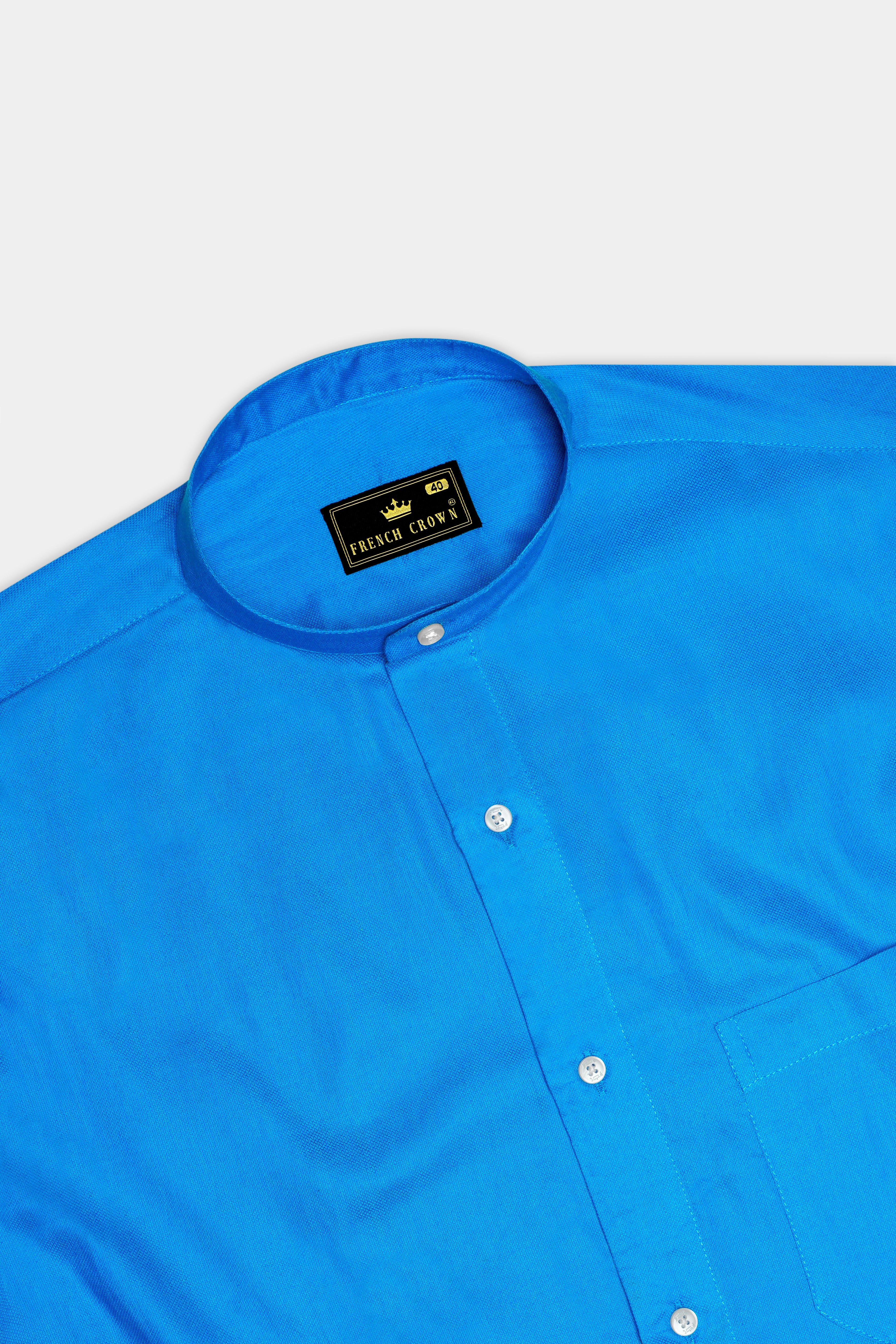 Cerulean Blue Dobby Textured Premium Giza Cotton Shirt