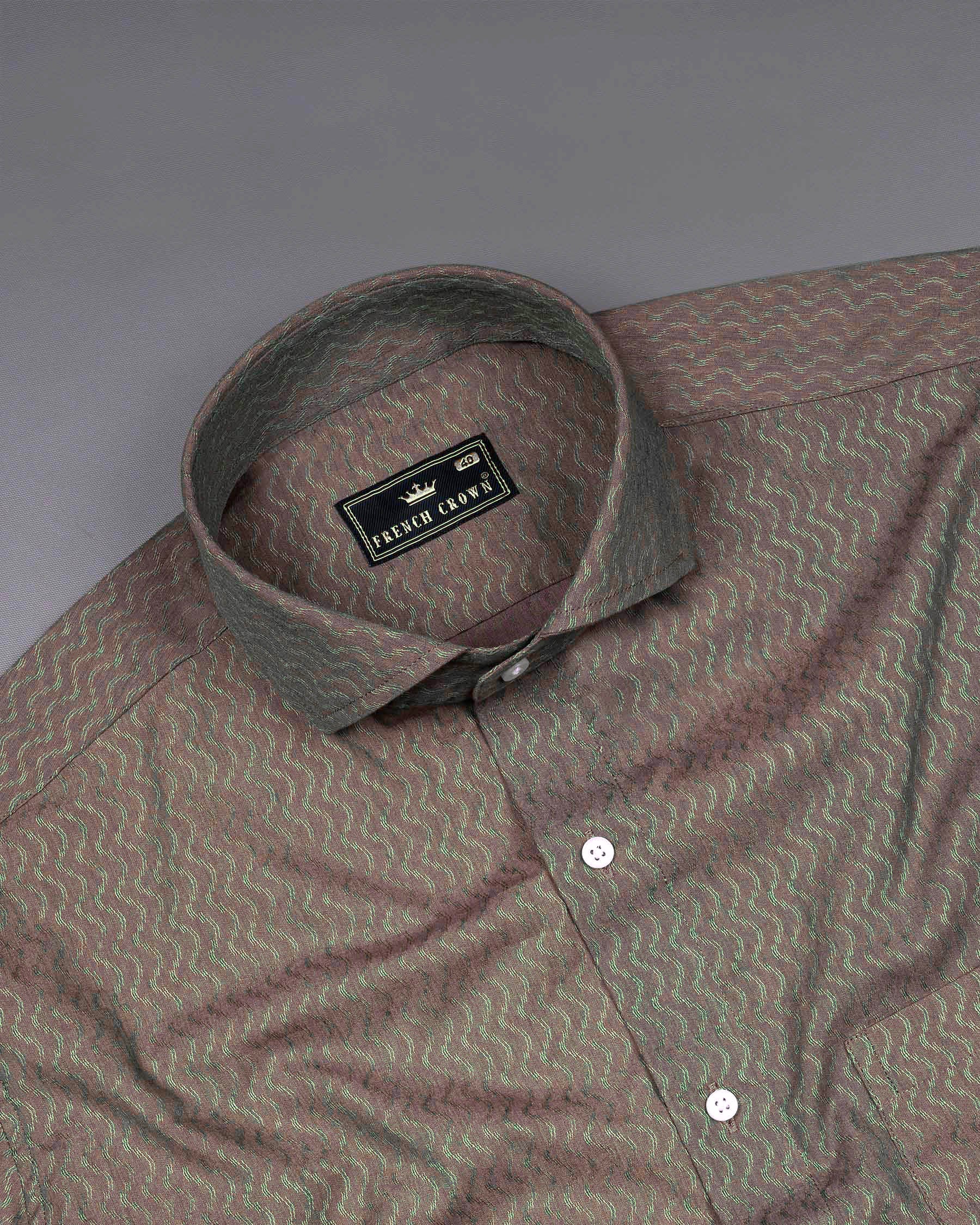 Copper Rose and Finch Green Two Tone Jacquard Premium Giza Cotton Shirt