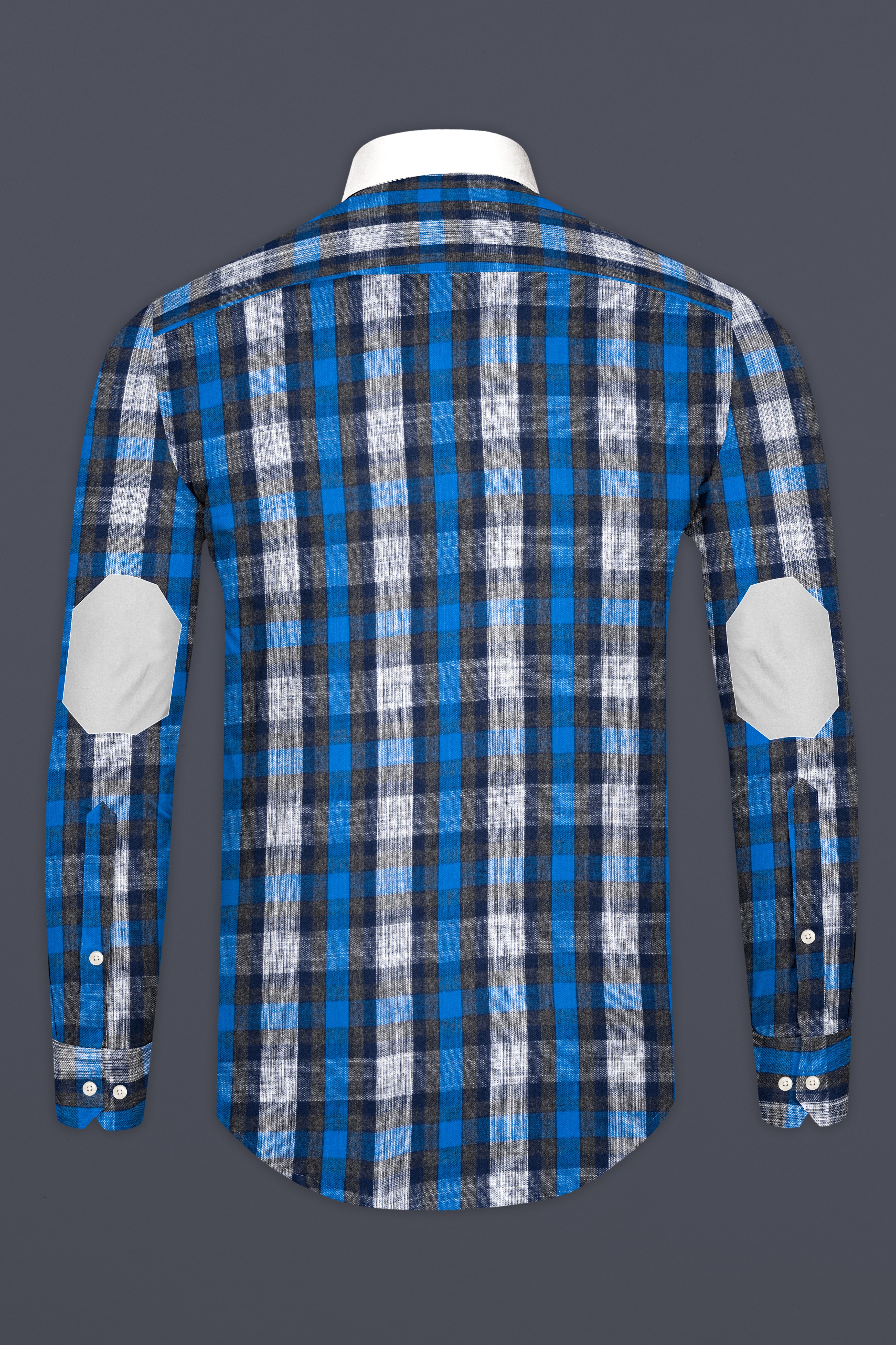 Alabaster White with Denim Blue Plaid Brushed Flannel Shirt