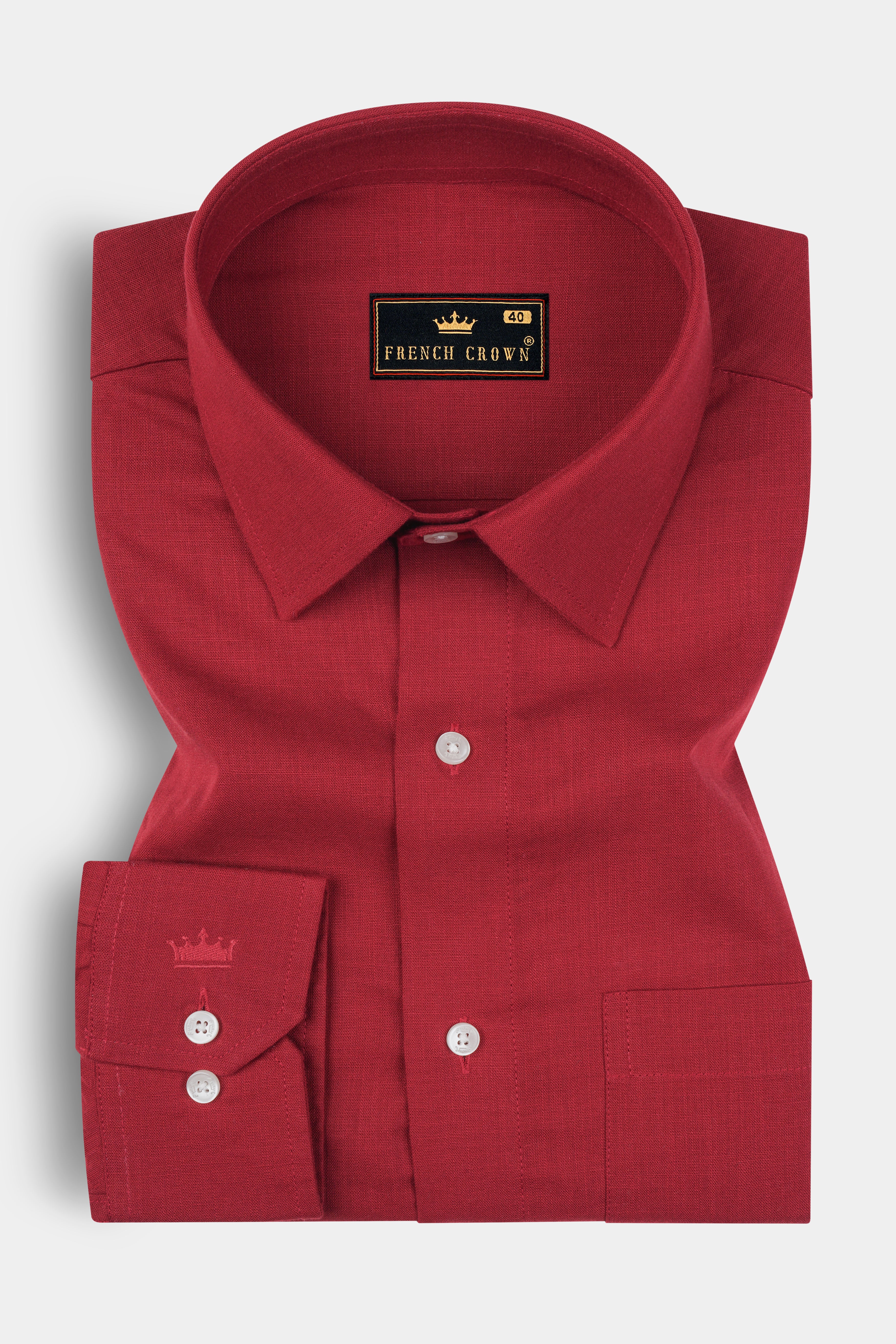 Old Brick Red Heavyweight Luxurious Linen Shirt