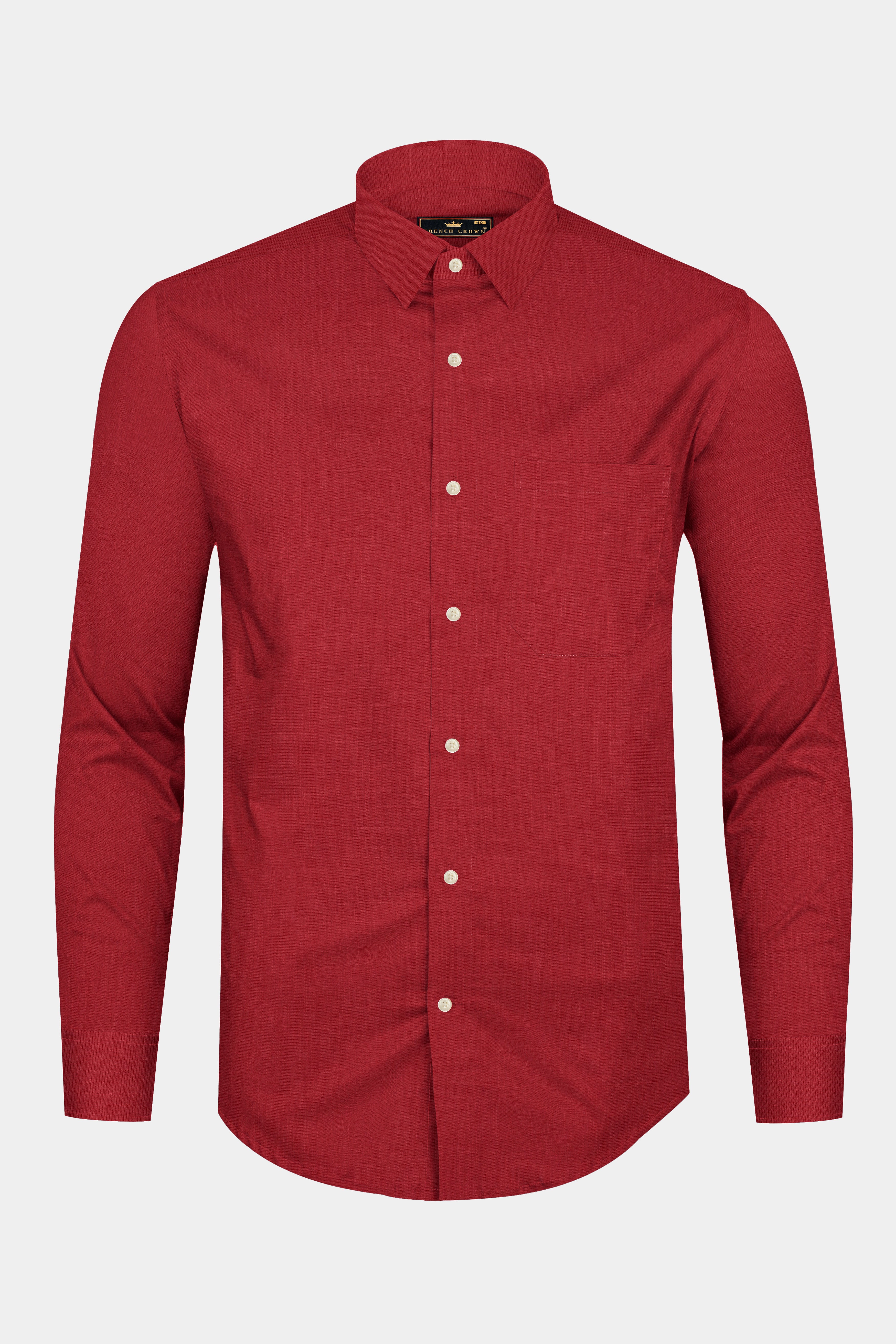 Old Brick Red Heavyweight Luxurious Linen Shirt