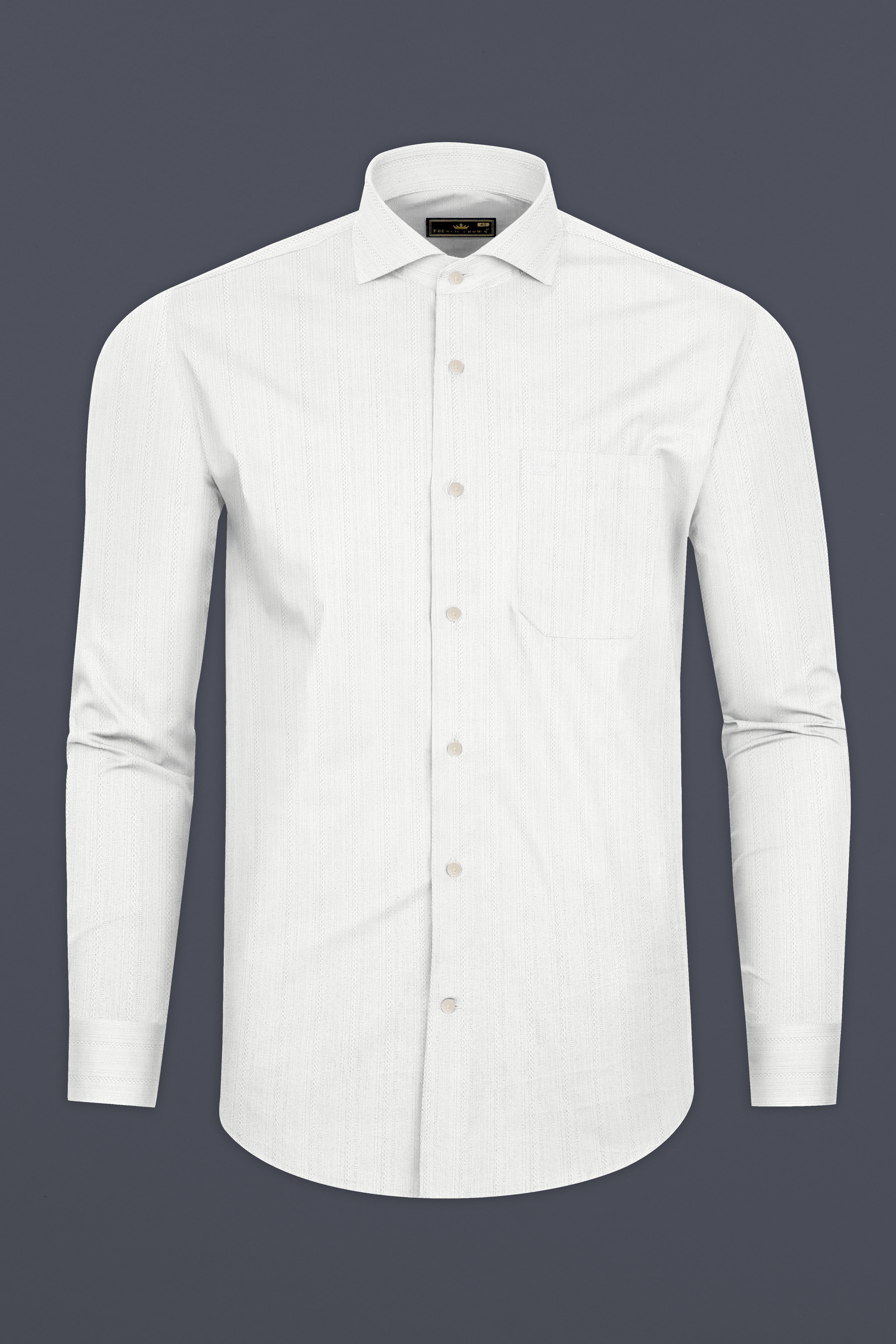 Bright White Dobby Textured Premium Cotton Shirt