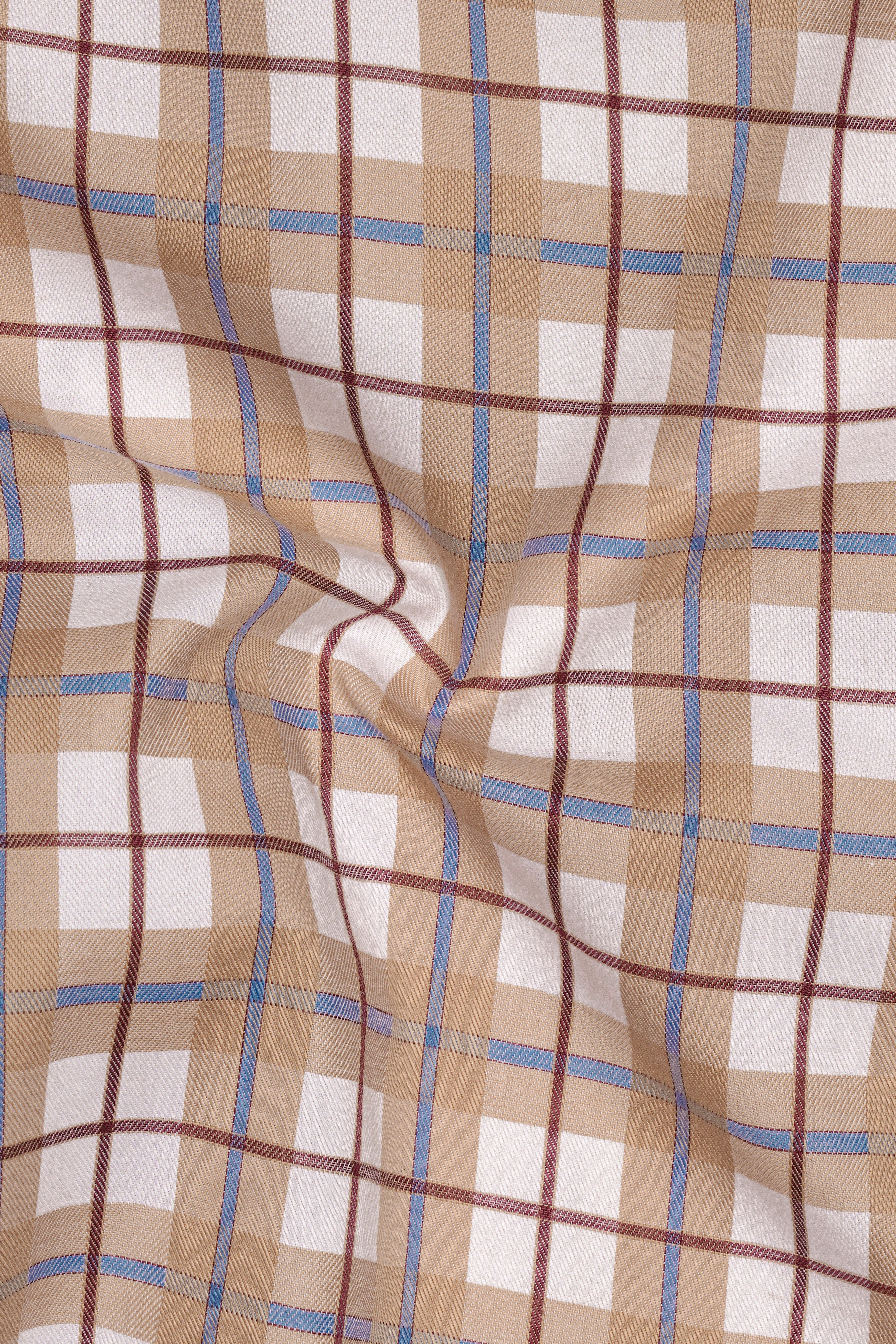 Half Almond Half White Plaid Super Soft Premium Cotton Shirt