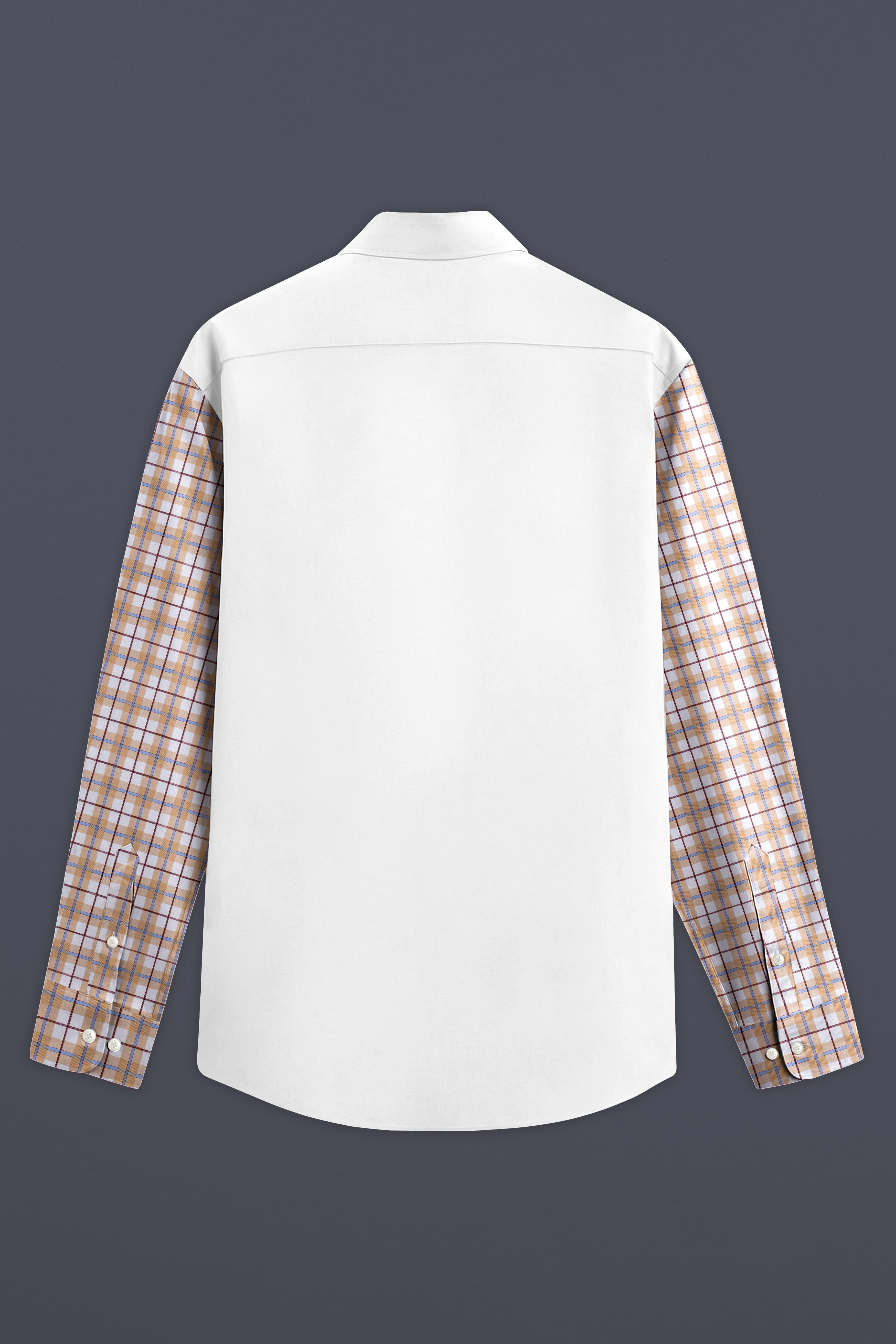 Half Almond Half White Plaid Super Soft Premium Cotton Shirt