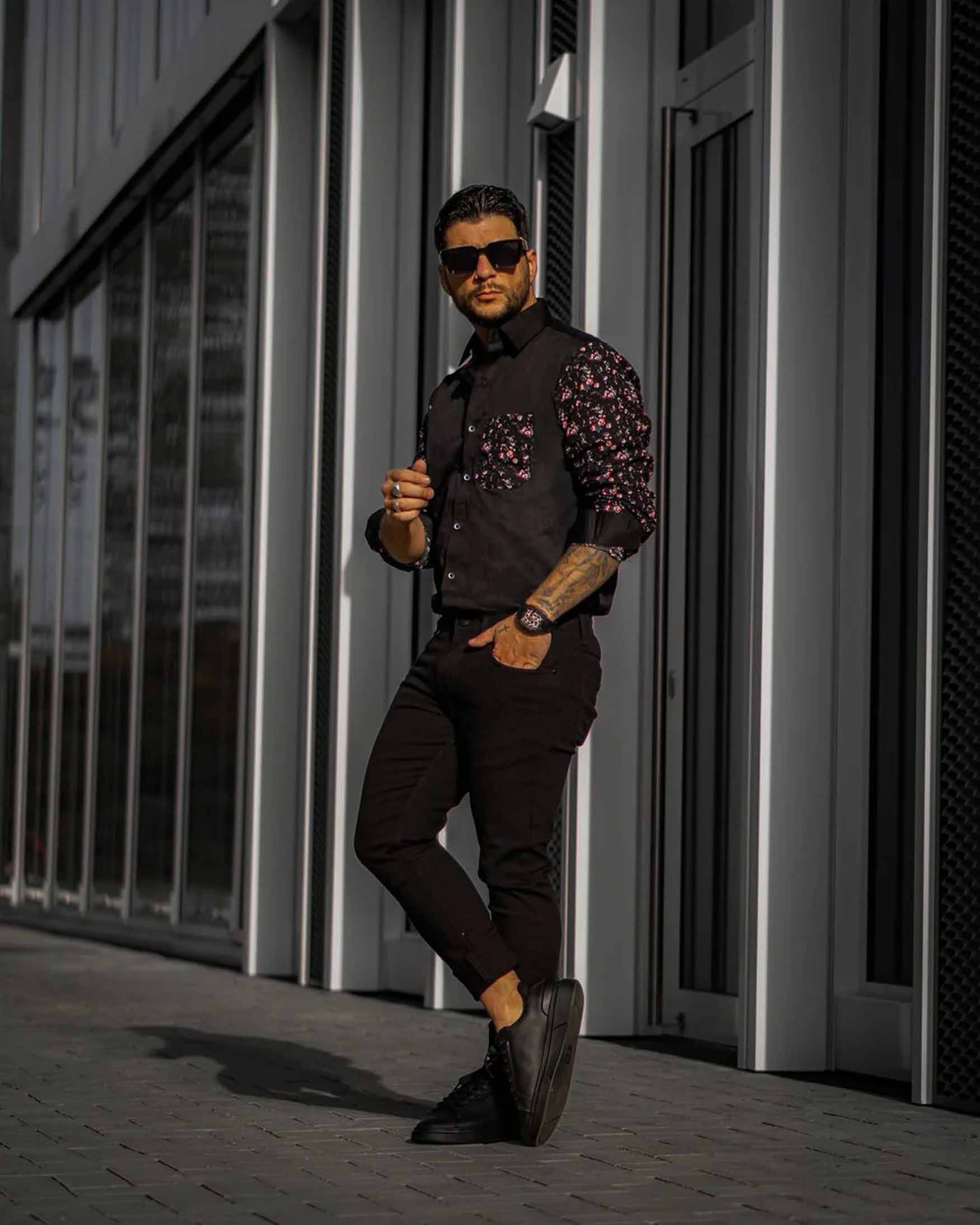 Jade Black Floral Printed Super Soft Premium Cotton Shirt