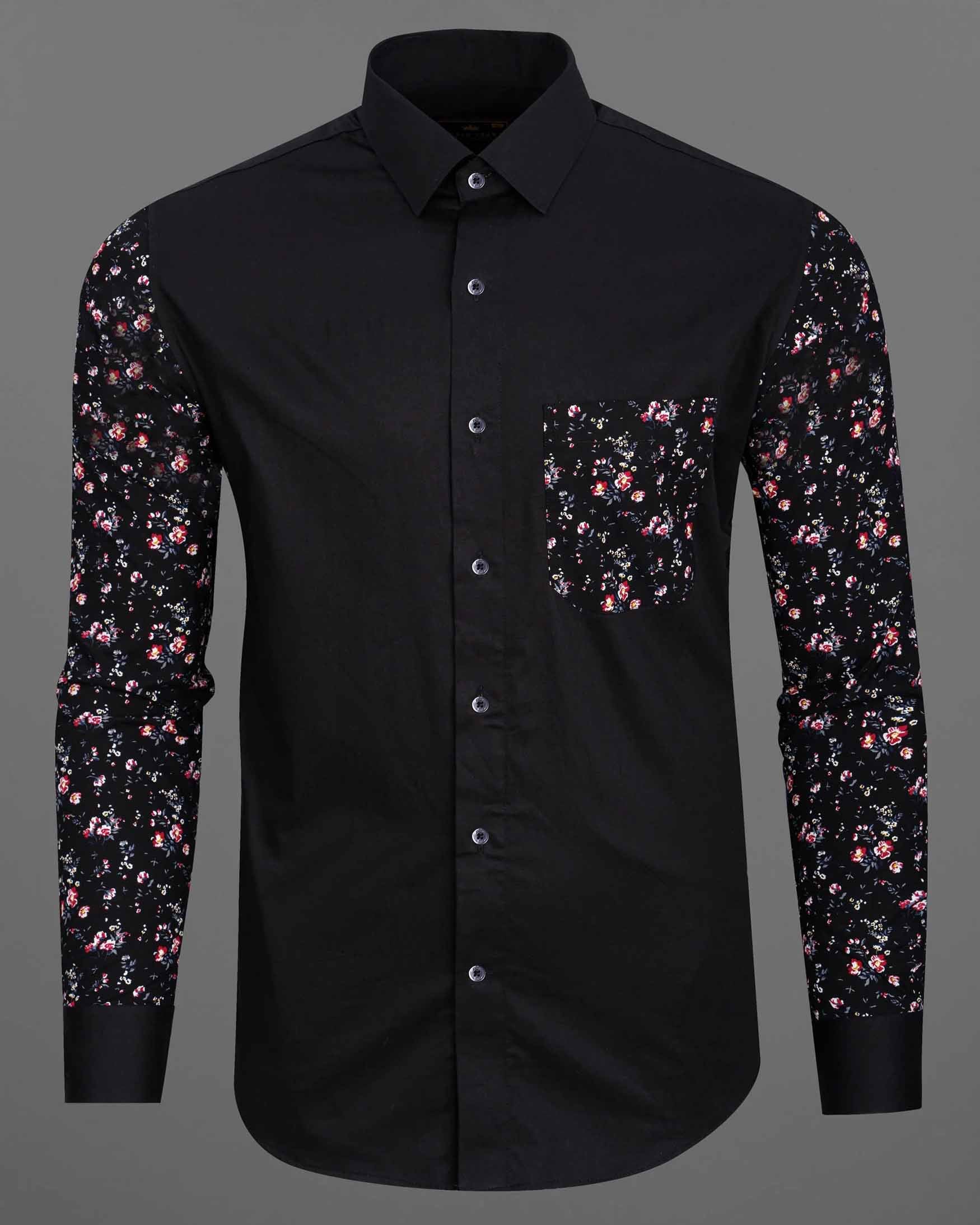 Jade Black Floral Printed Super Soft Premium Cotton Shirt