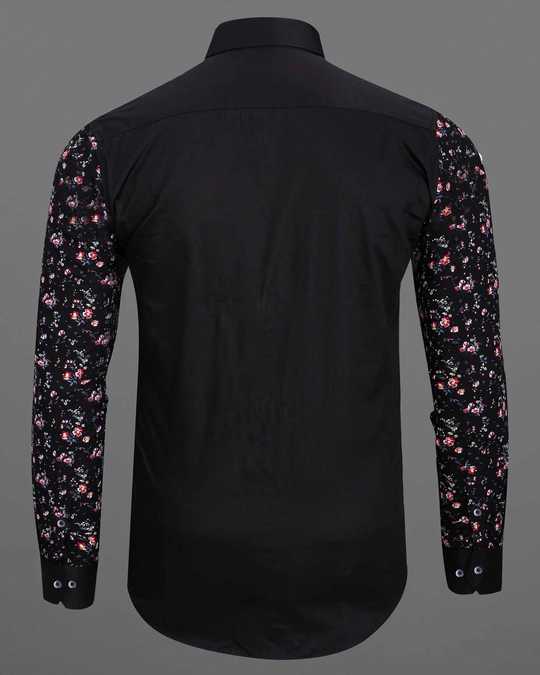 Jade Black Floral Printed Super Soft Premium Cotton Shirt