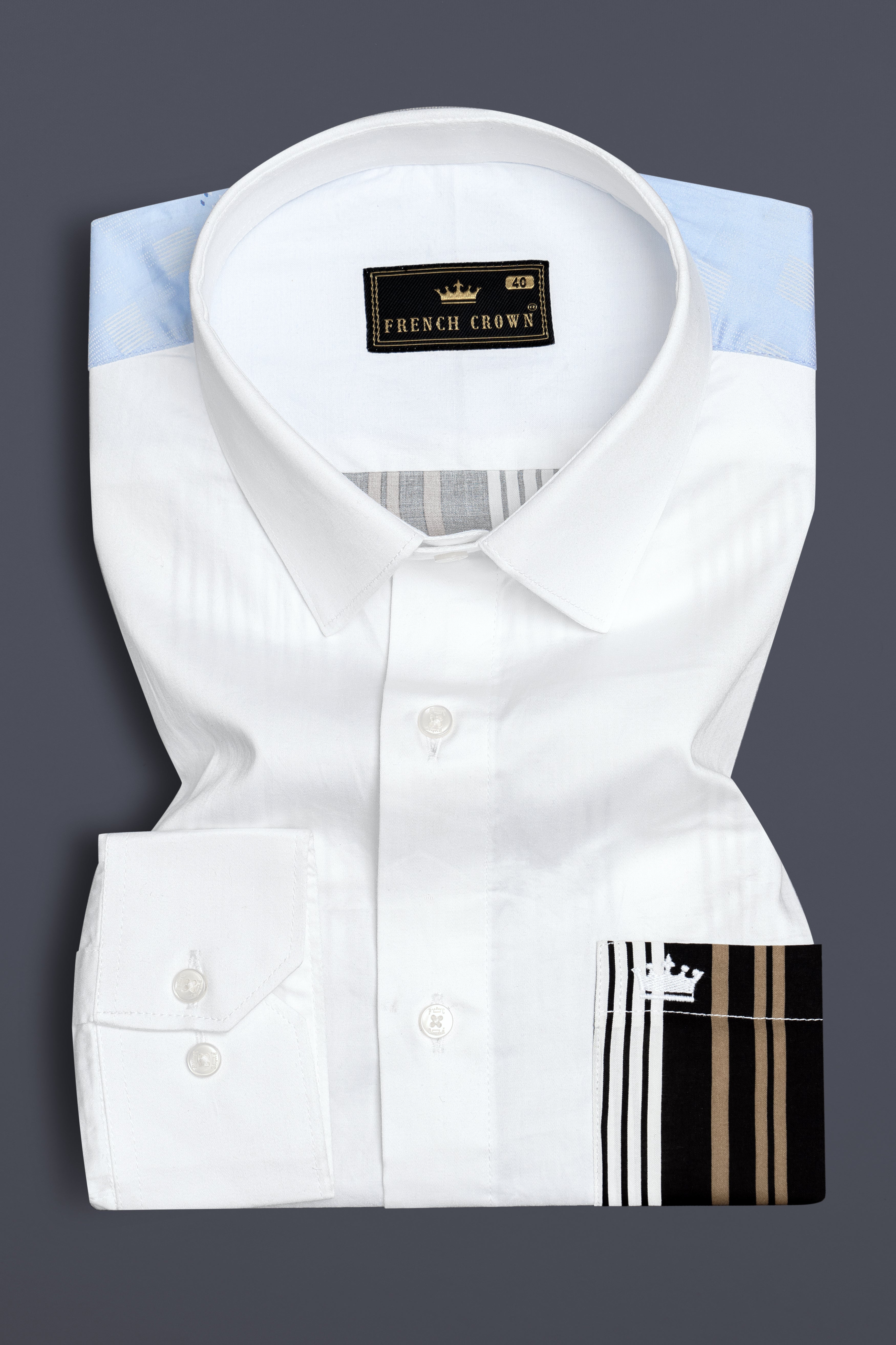 Bright White Striped Back Super Soft Premium Cotton Designer Shirt