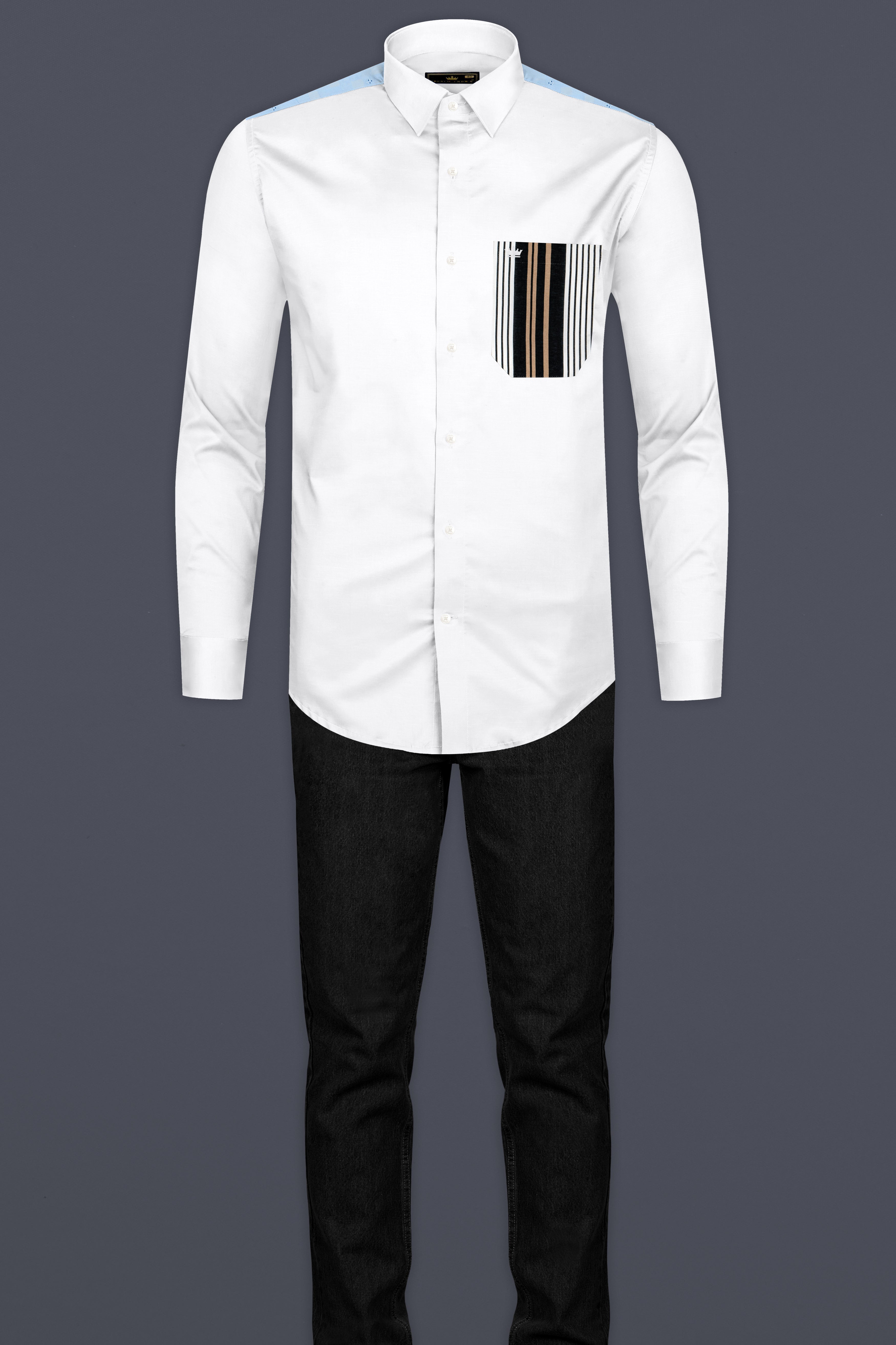 Bright White Striped Back Super Soft Premium Cotton Designer Shirt