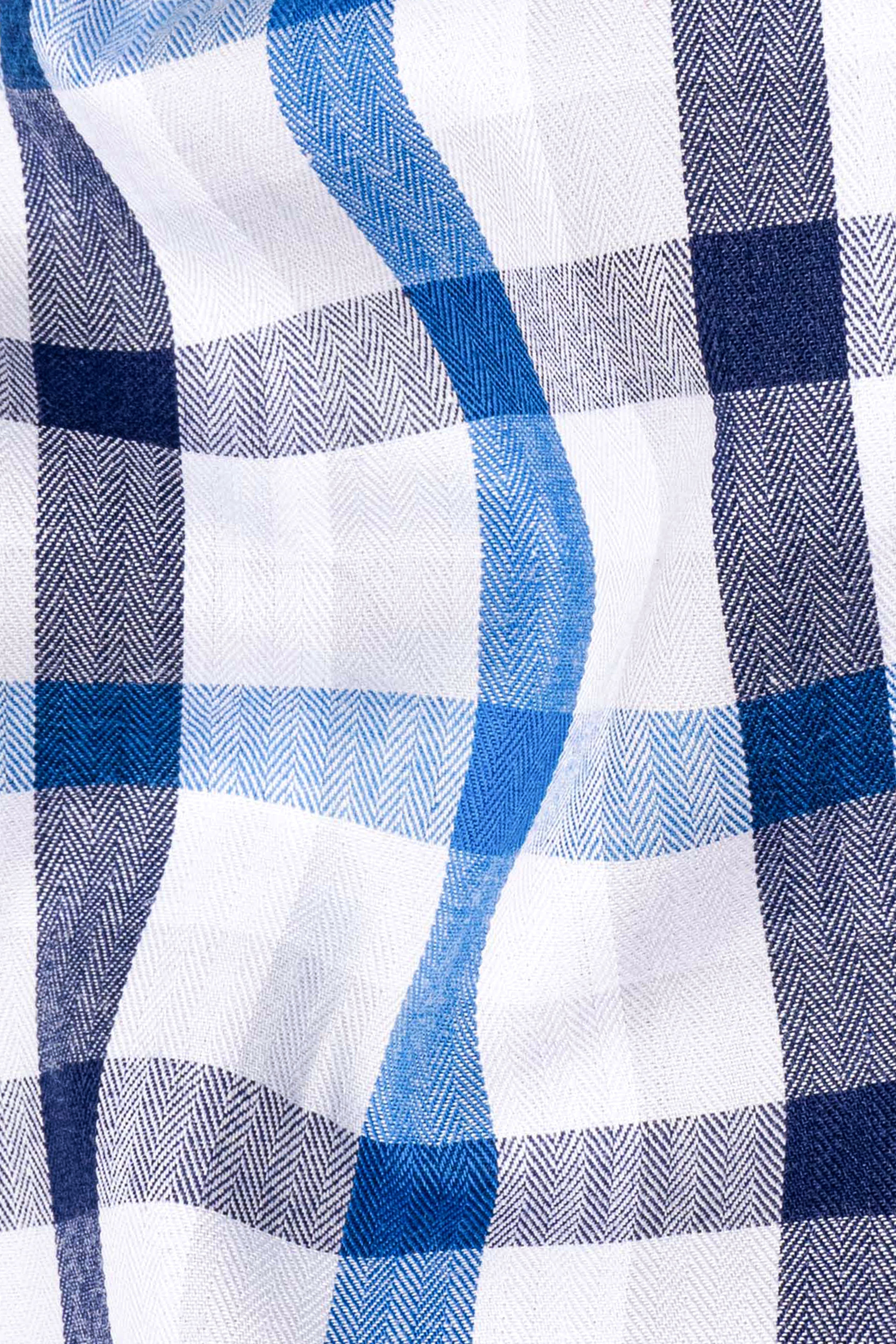 Downriver with Crystal Blue Plaid Herringbone Shirt