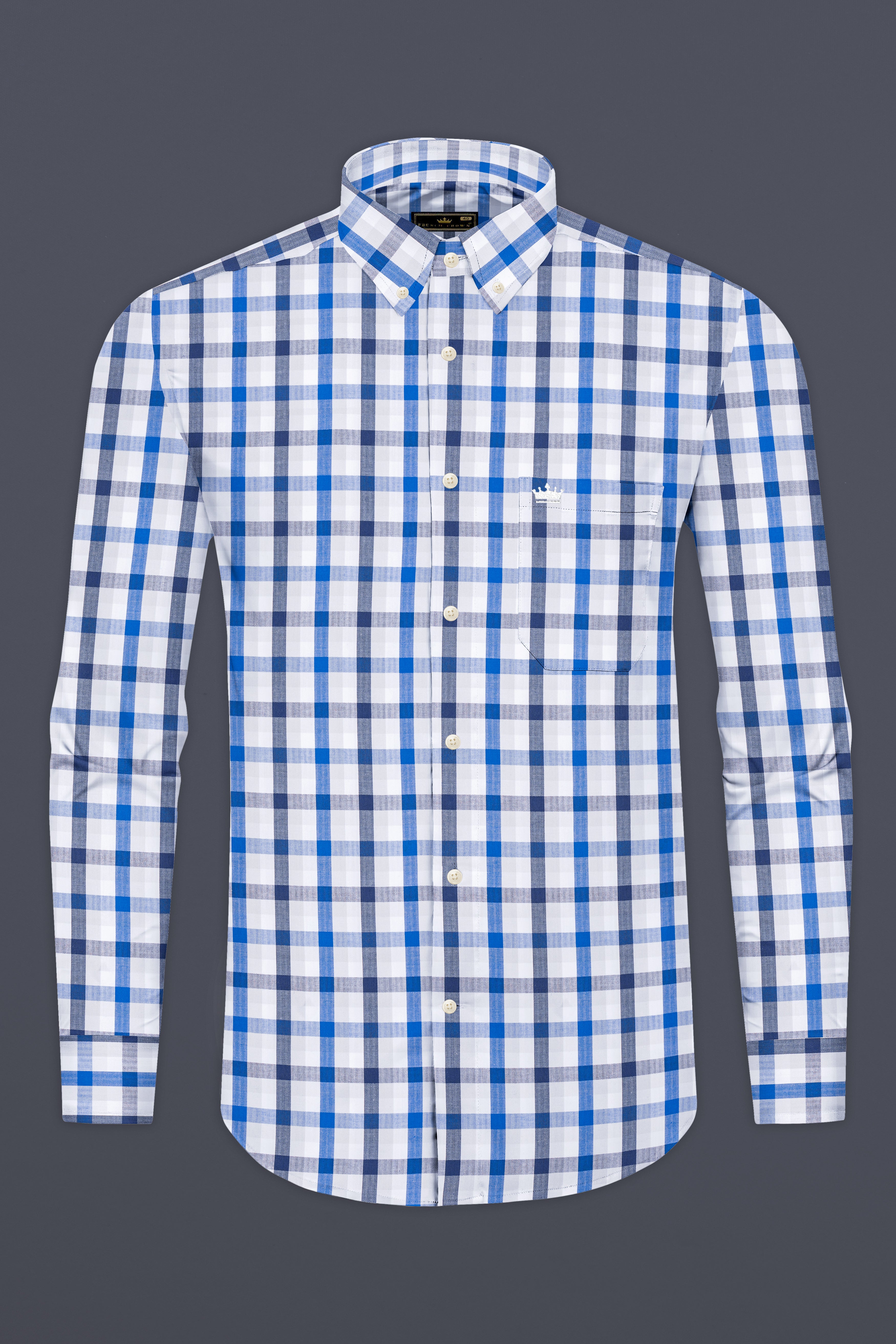 Downriver with Crystal Blue Plaid Herringbone Shirt