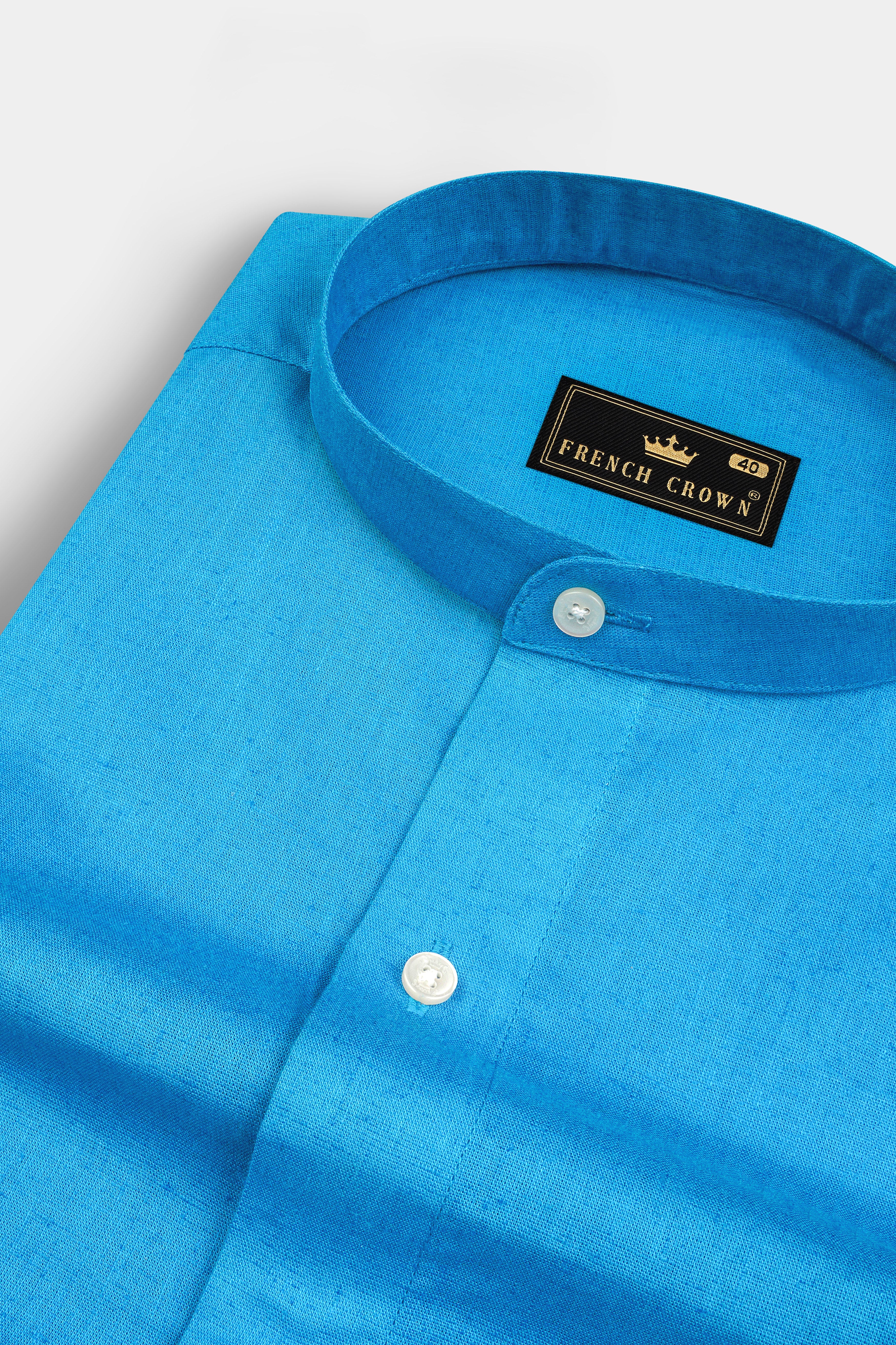 Cerulean Blue Luxurious Linen Shirt