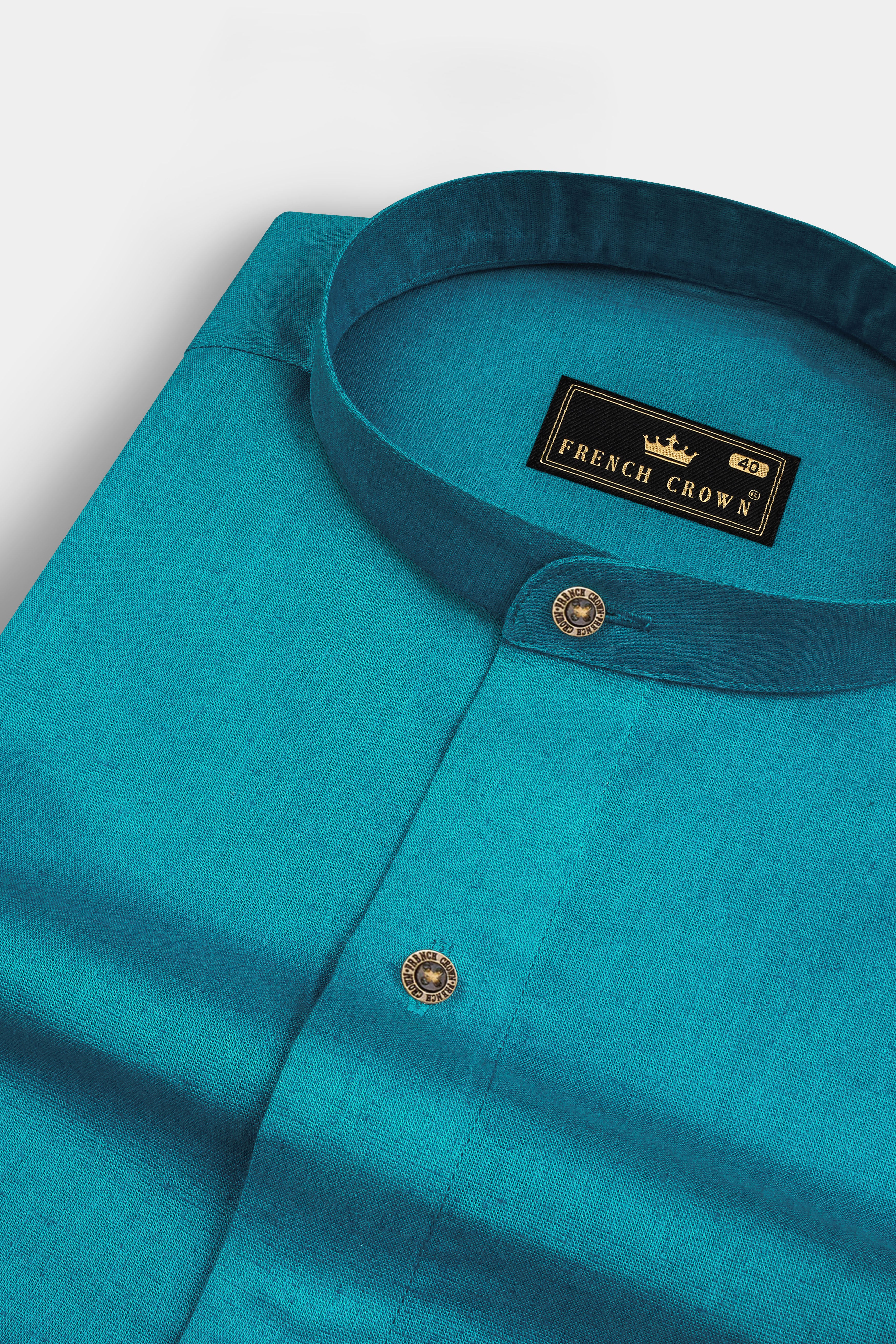 Topaz Aqua Luxurious Linen Shirt
