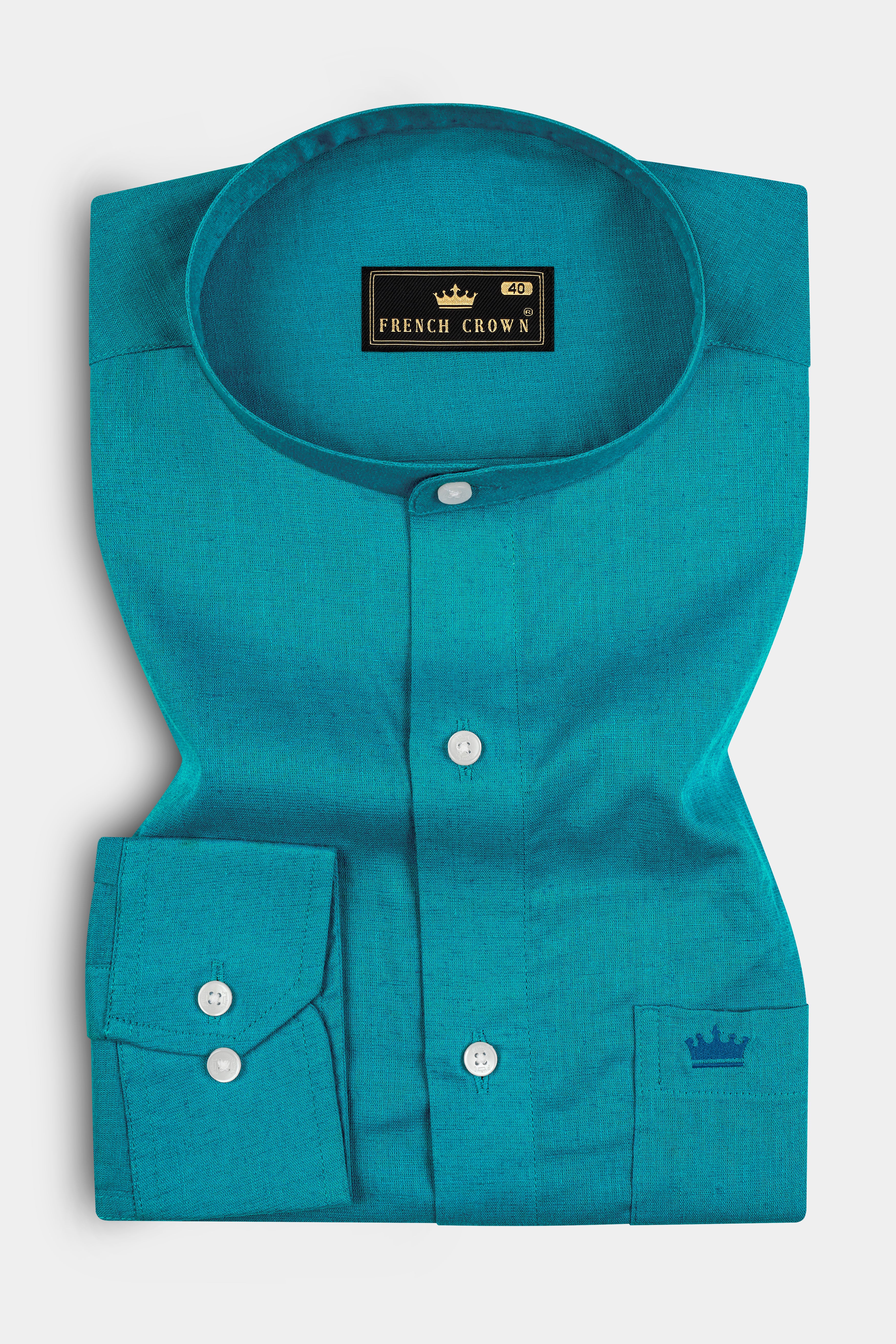 Topaz Aqua Luxurious Linen Shirt