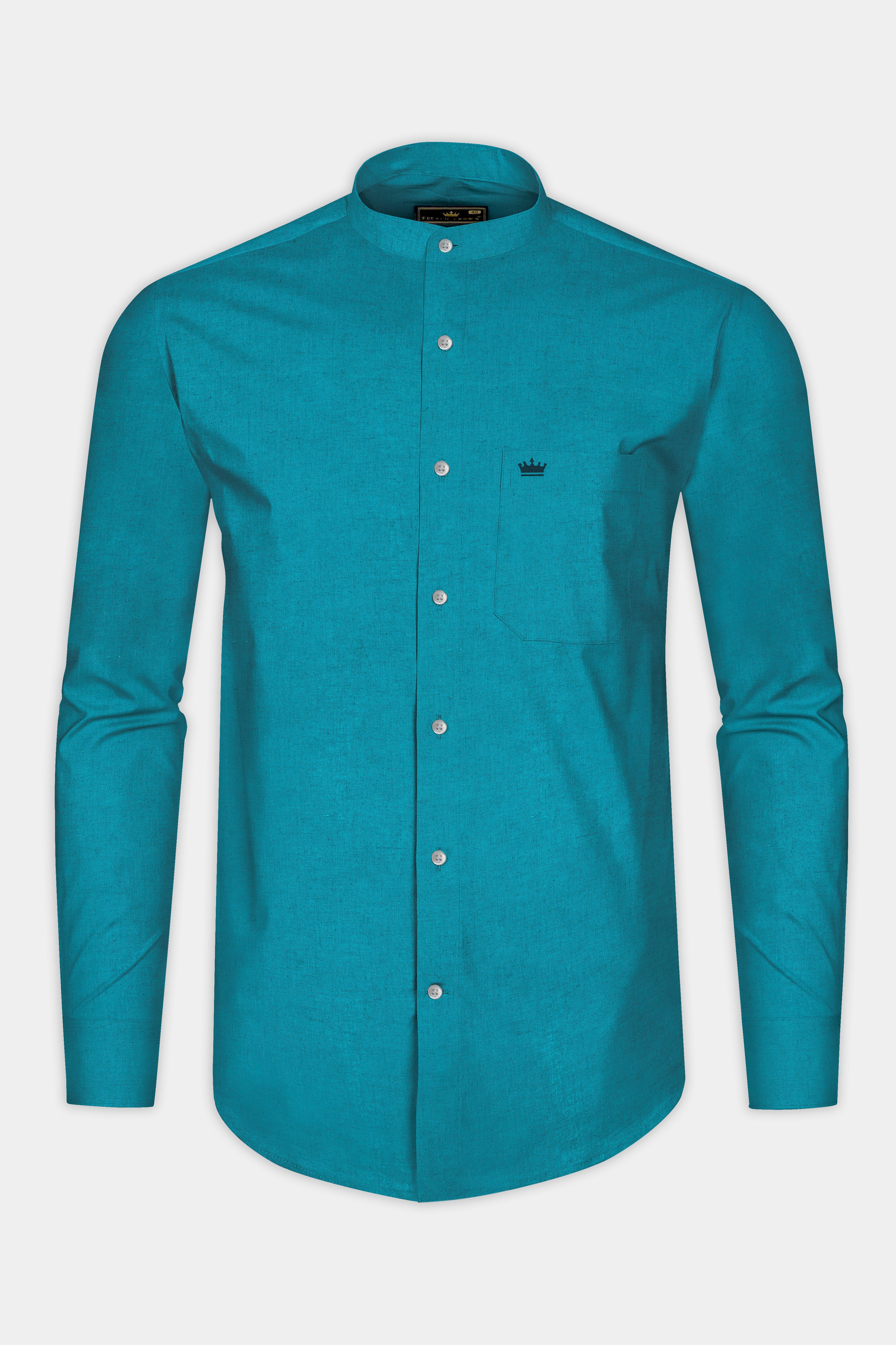 Topaz Aqua Luxurious Linen Shirt