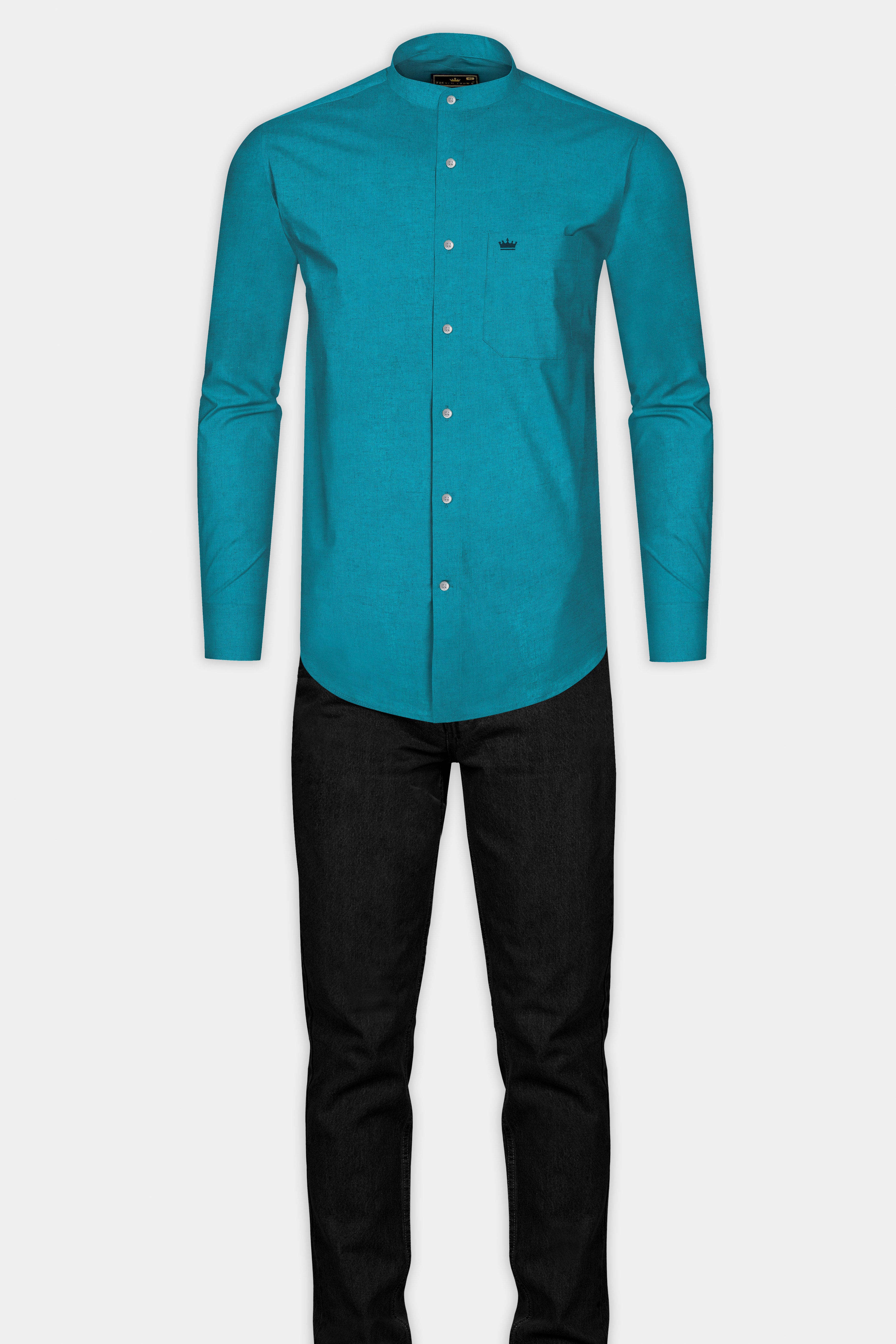 Topaz Aqua Luxurious Linen Shirt