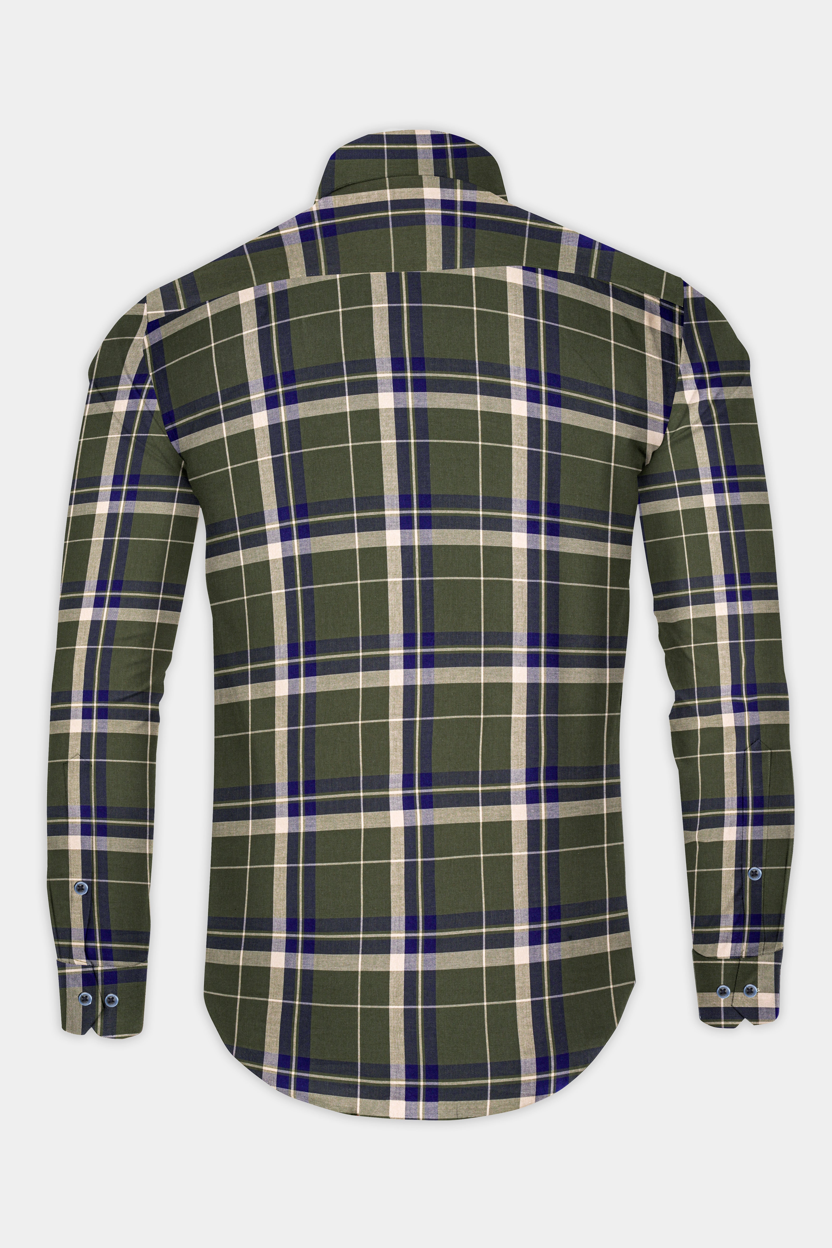 Dingley Green with Downriver Blue Twill Plaid Premium Cotton Shirt