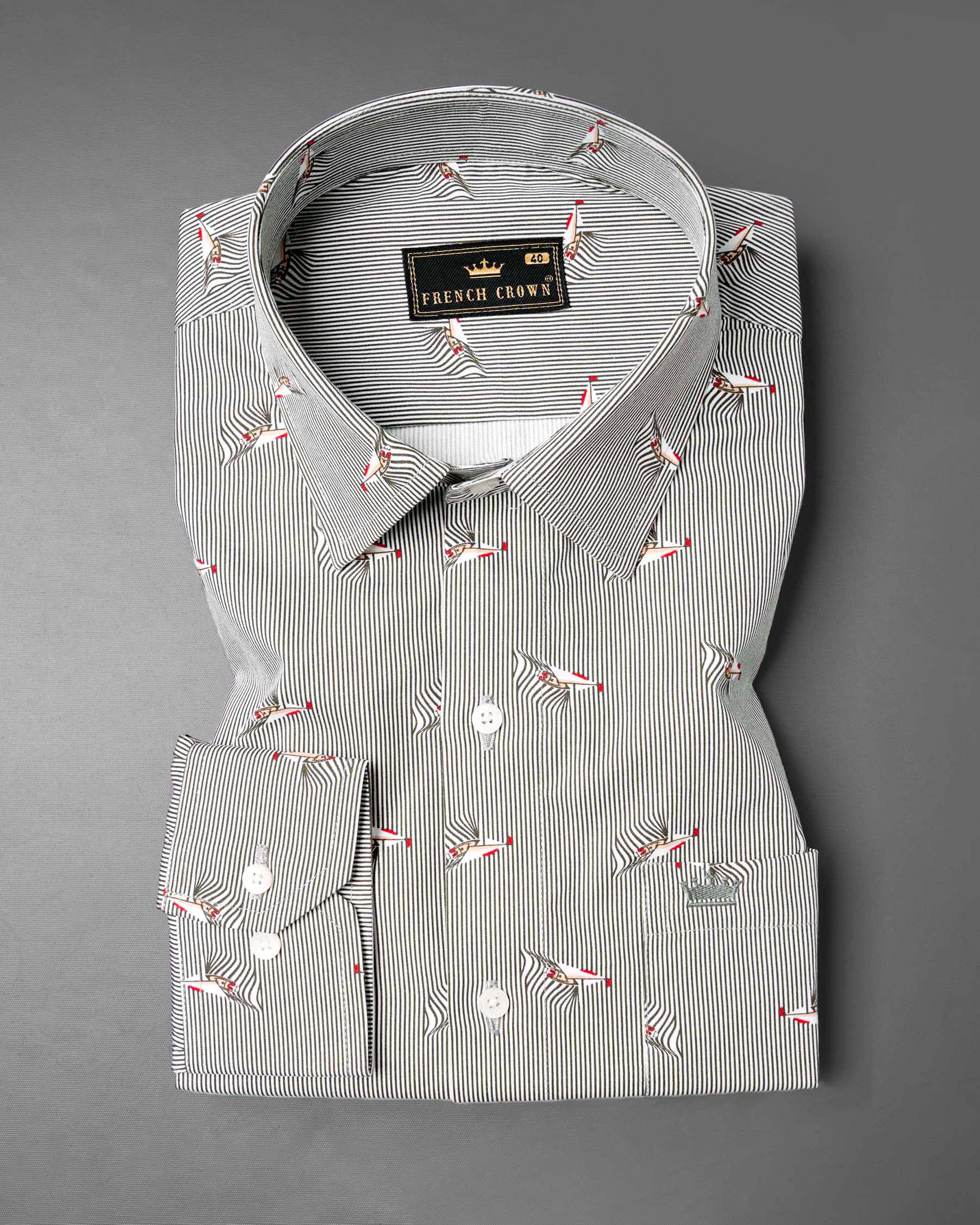 Ash Gray Gorilla Printed Premium Cotton Designer Shirt