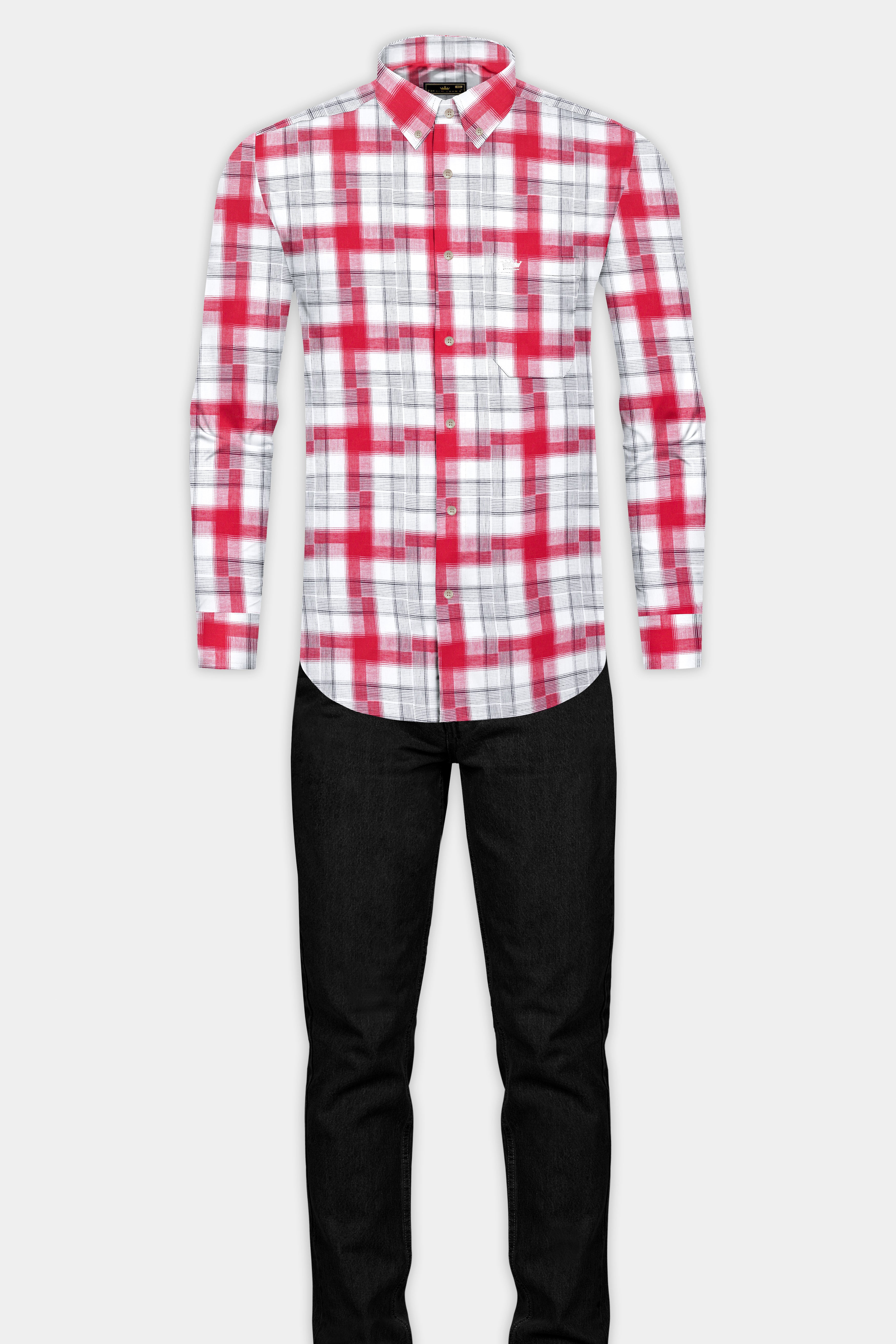 Amaranth Red Plaid Twill Plaid Premium Cotton Shirt