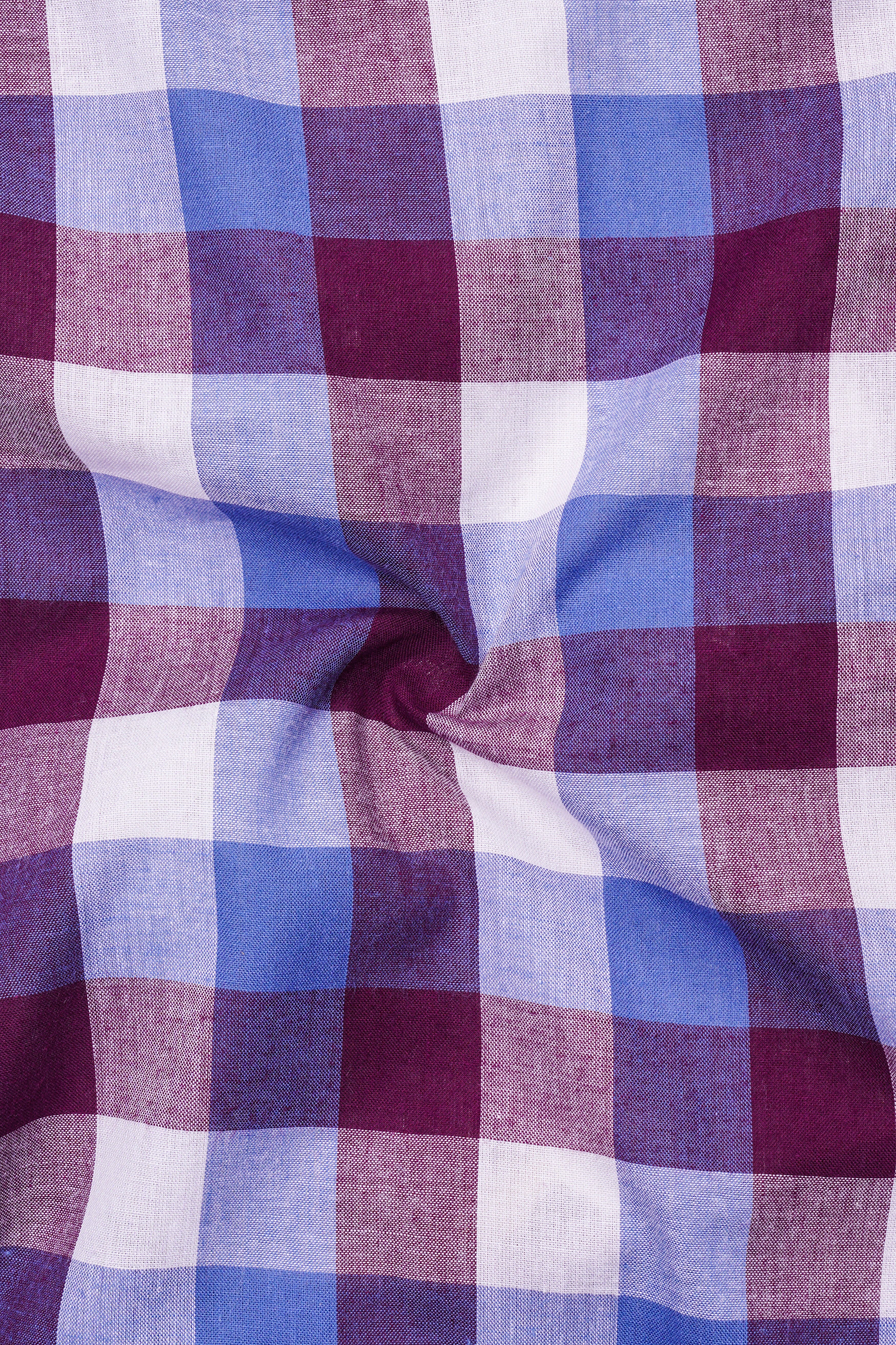 Disco Pink with Danube Blue Checkered Premium Cotton Shirt