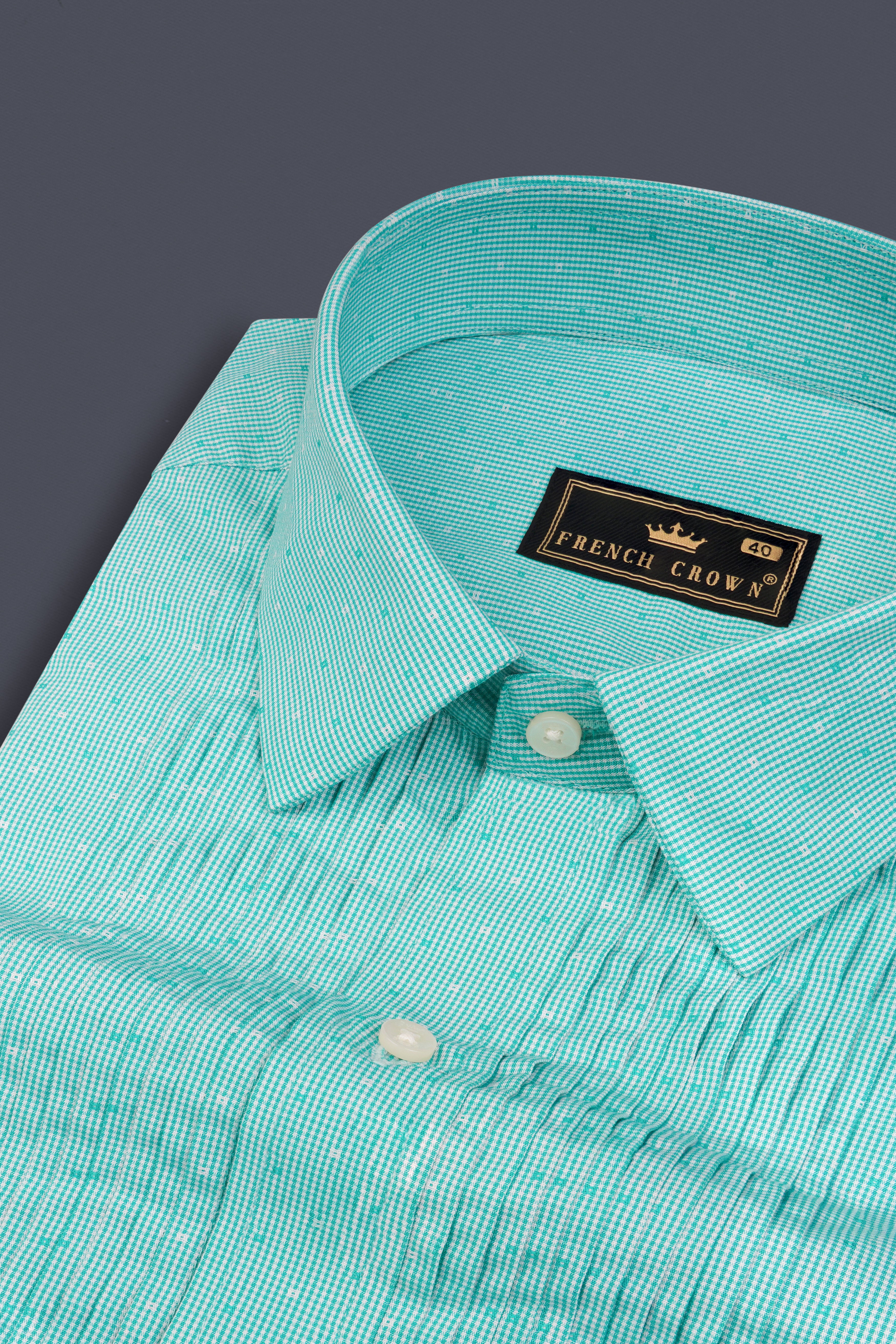 Turquoise Striped Premium Cotton Tuxedo Shirt