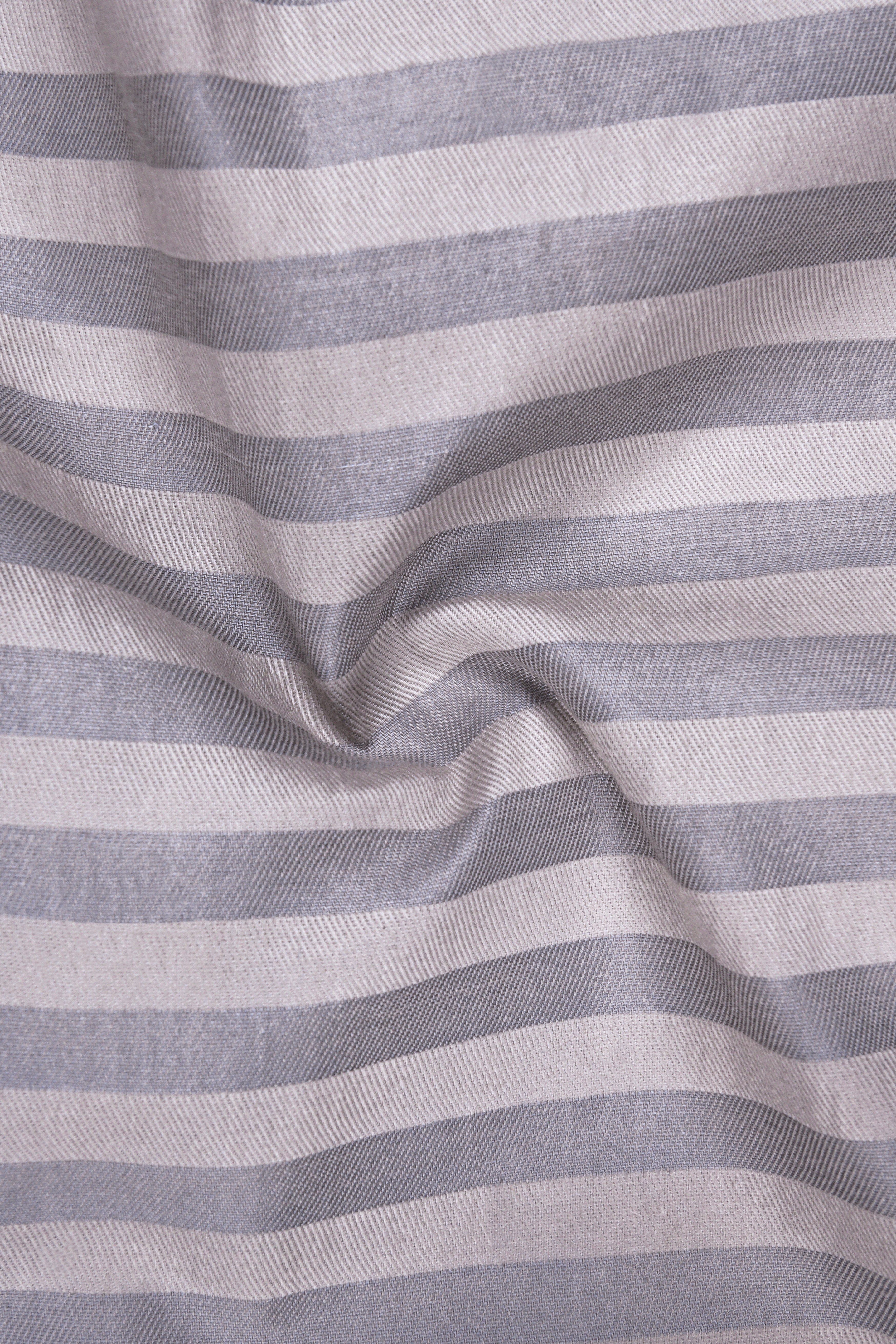 Half White and Half Grey Striped Twill Premium Cotton Designer Shirt