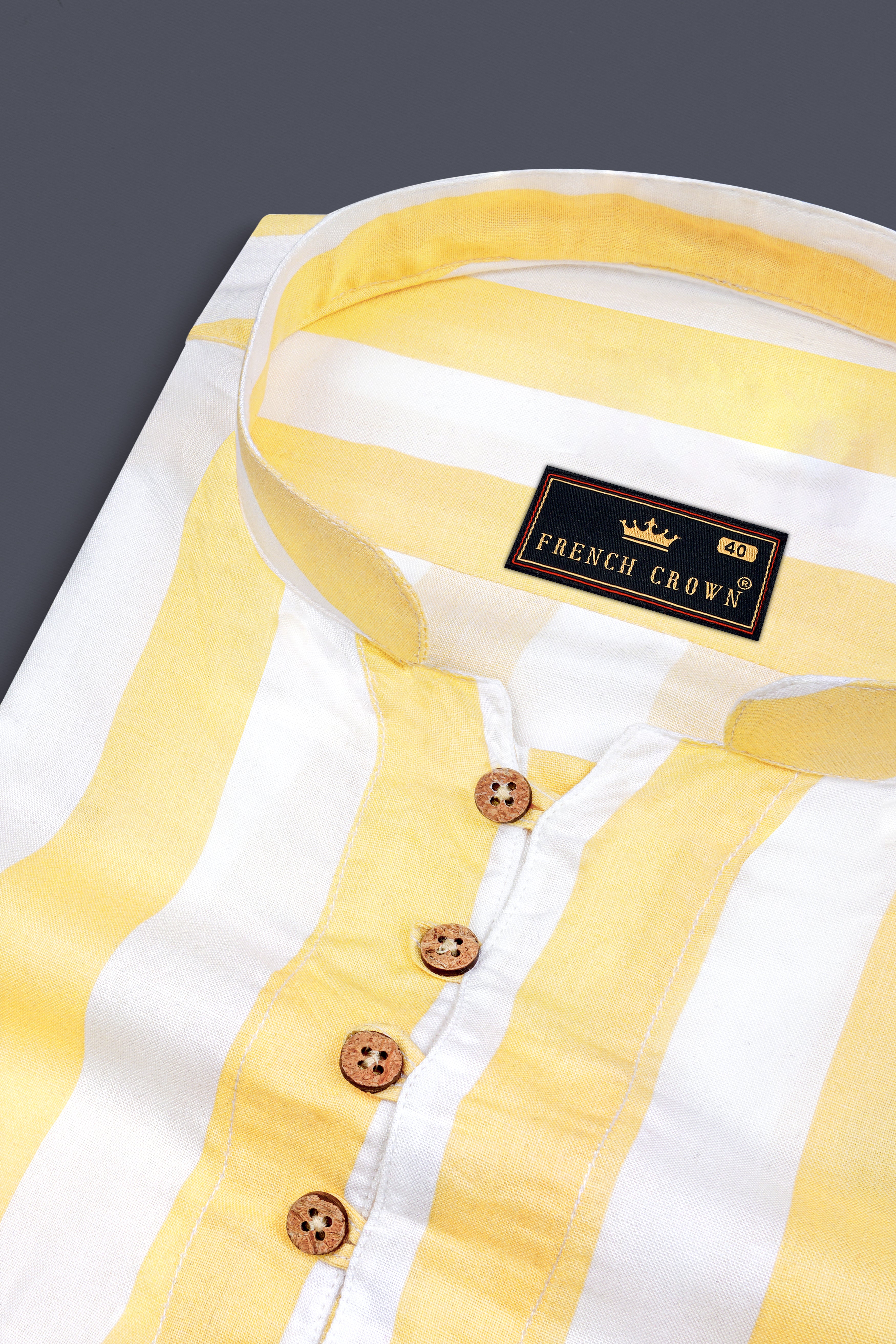 Sandwisp Yellow Striped Tencel Kurta Shirt