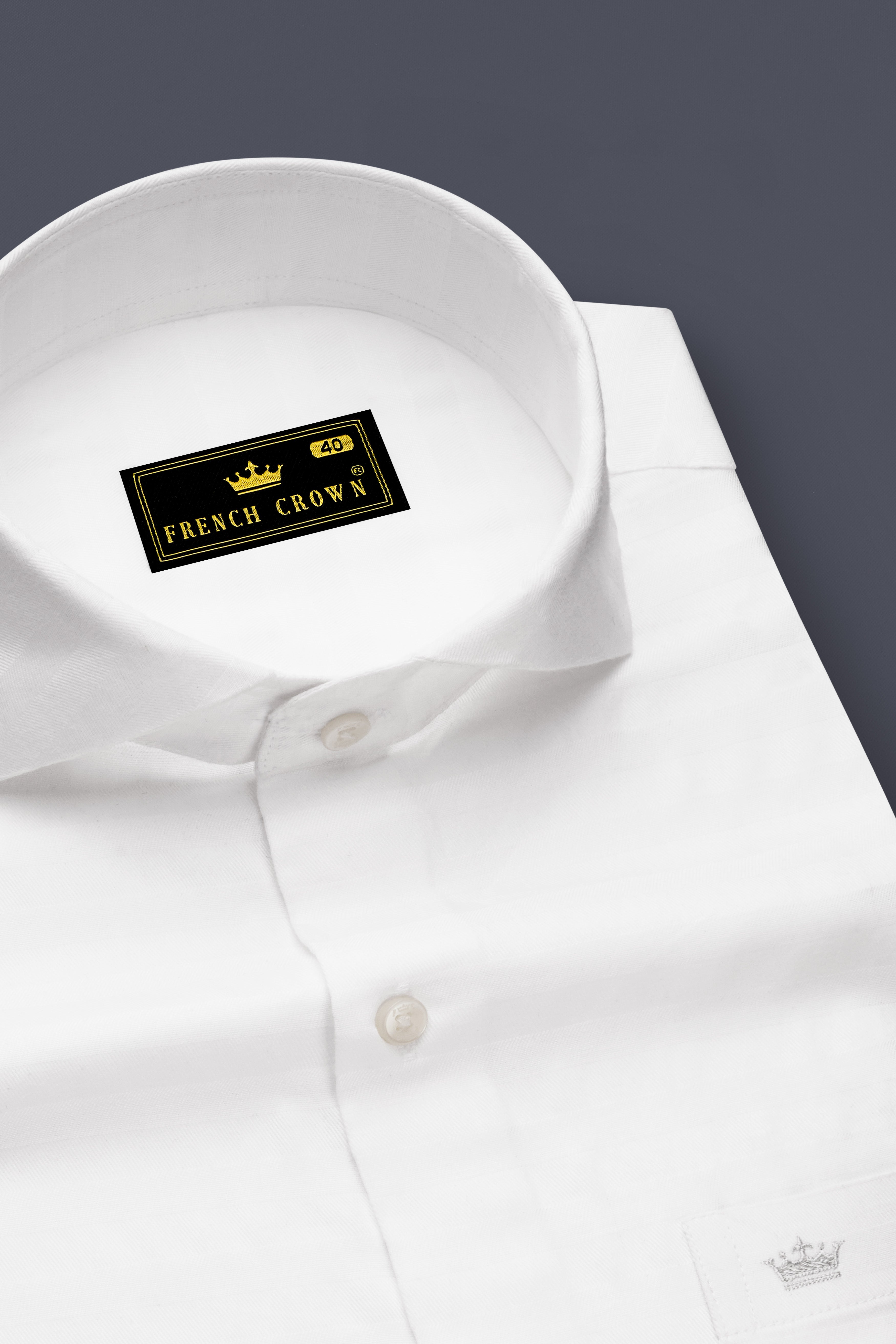 Bright White Subtle Striped Twill Premium Cotton Shirt