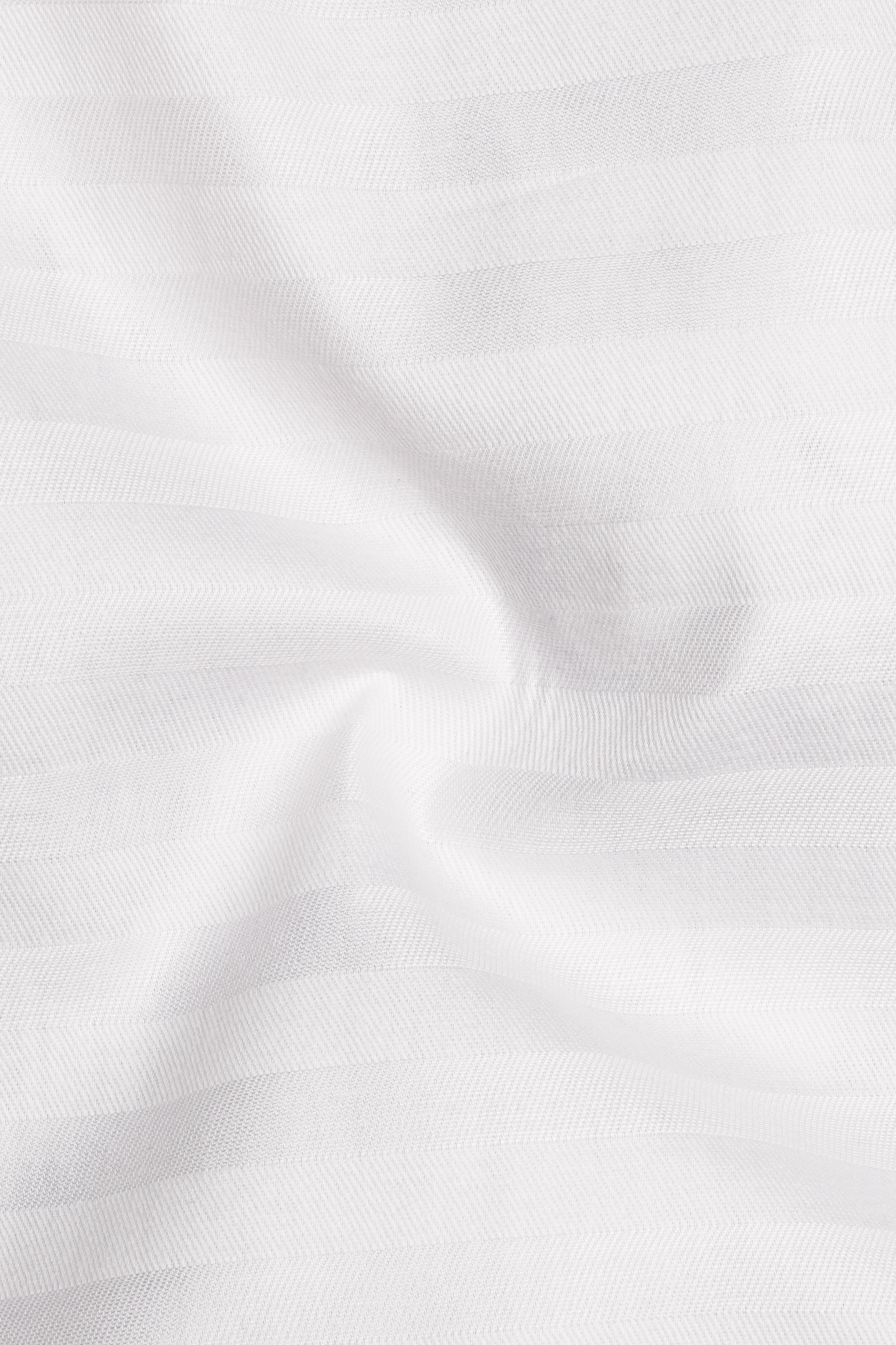 Bright White Subtle Striped Twill Premium Cotton Shirt