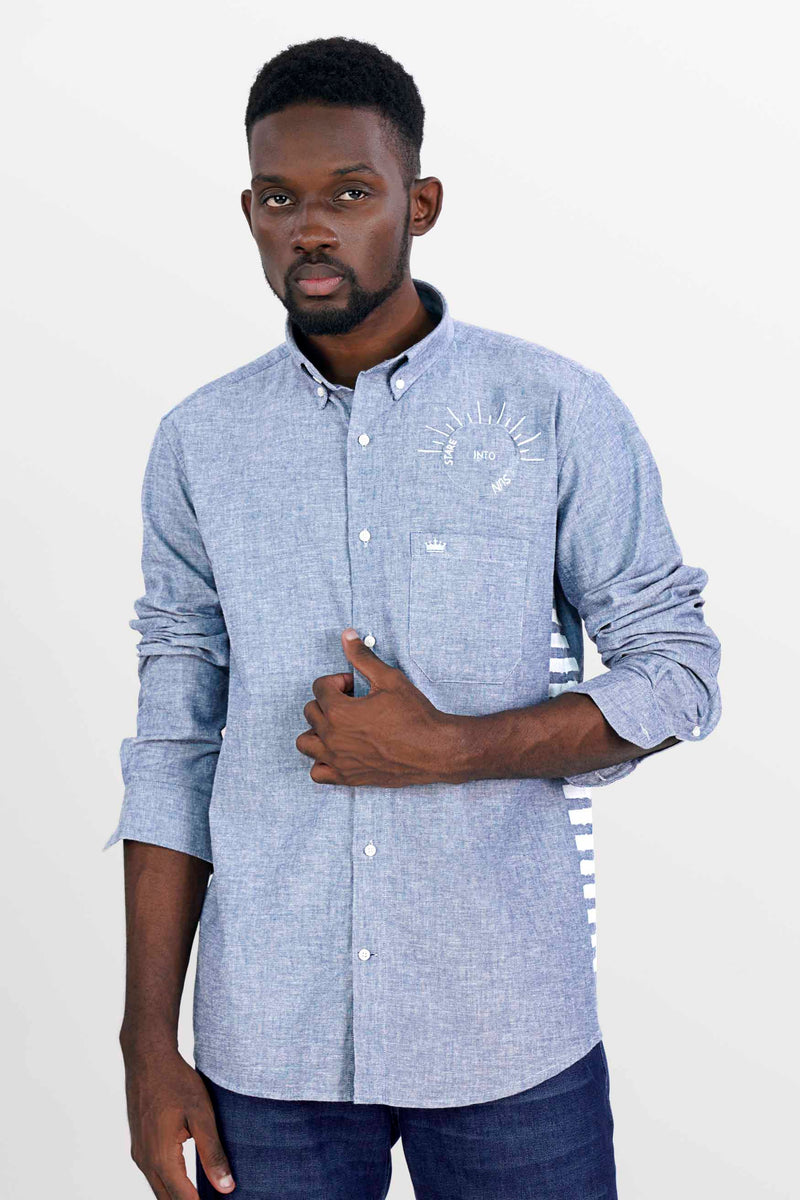 AMETHYST SMOKE HAND PAINTED ROYAL OXFORD DESIGNER SHIRT