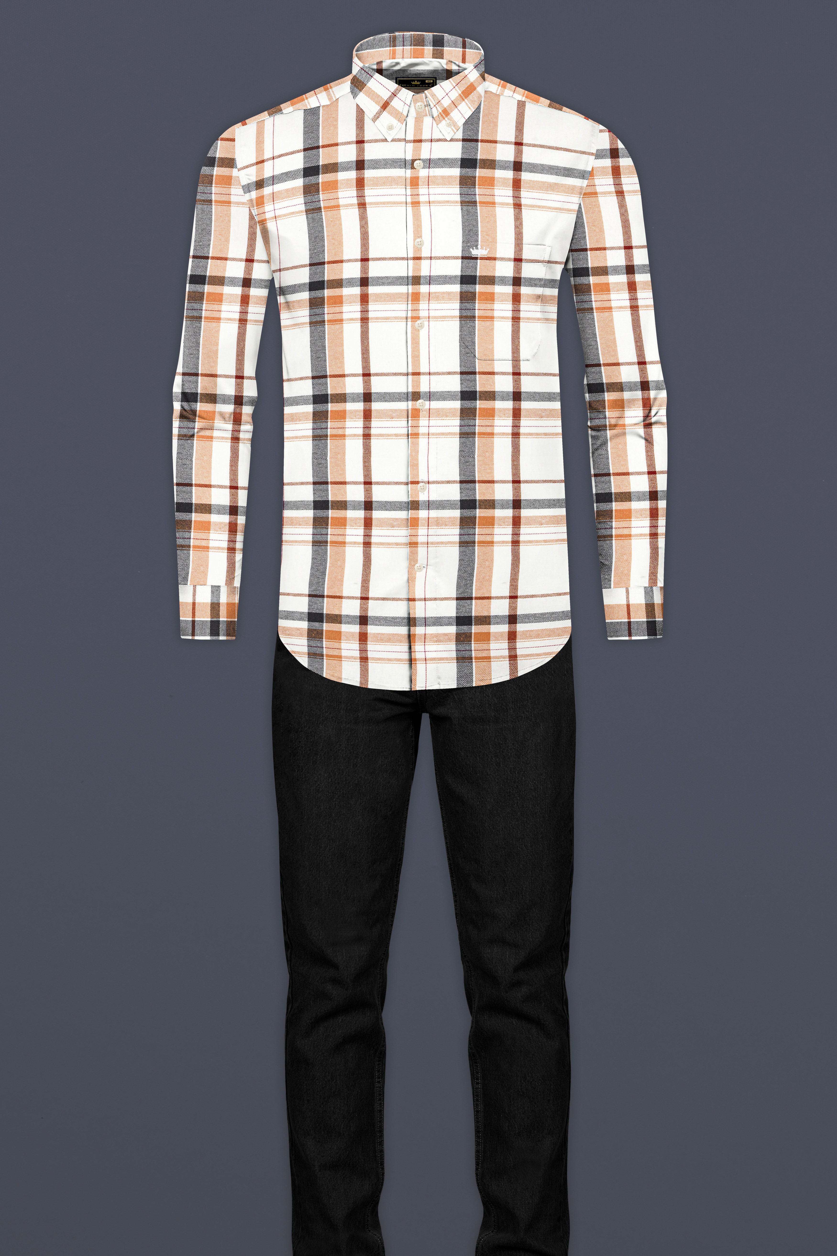 Off White Plaid Premium Tencel Shirt