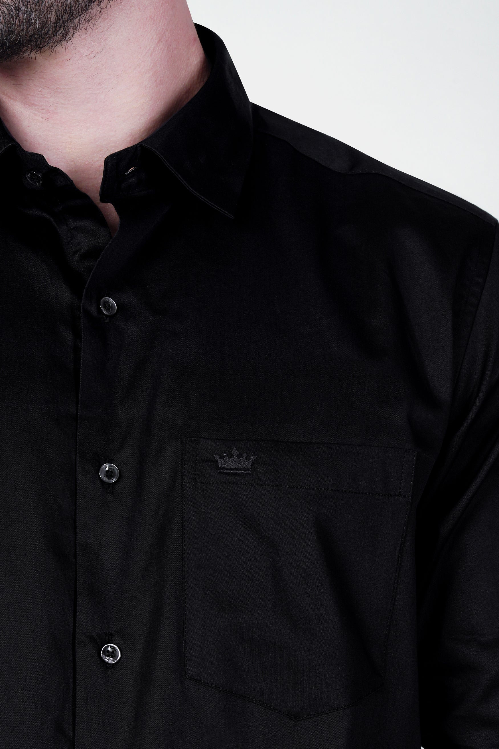 Jade Black leather elbow patch  Super Soft Premium Cotton Shirt