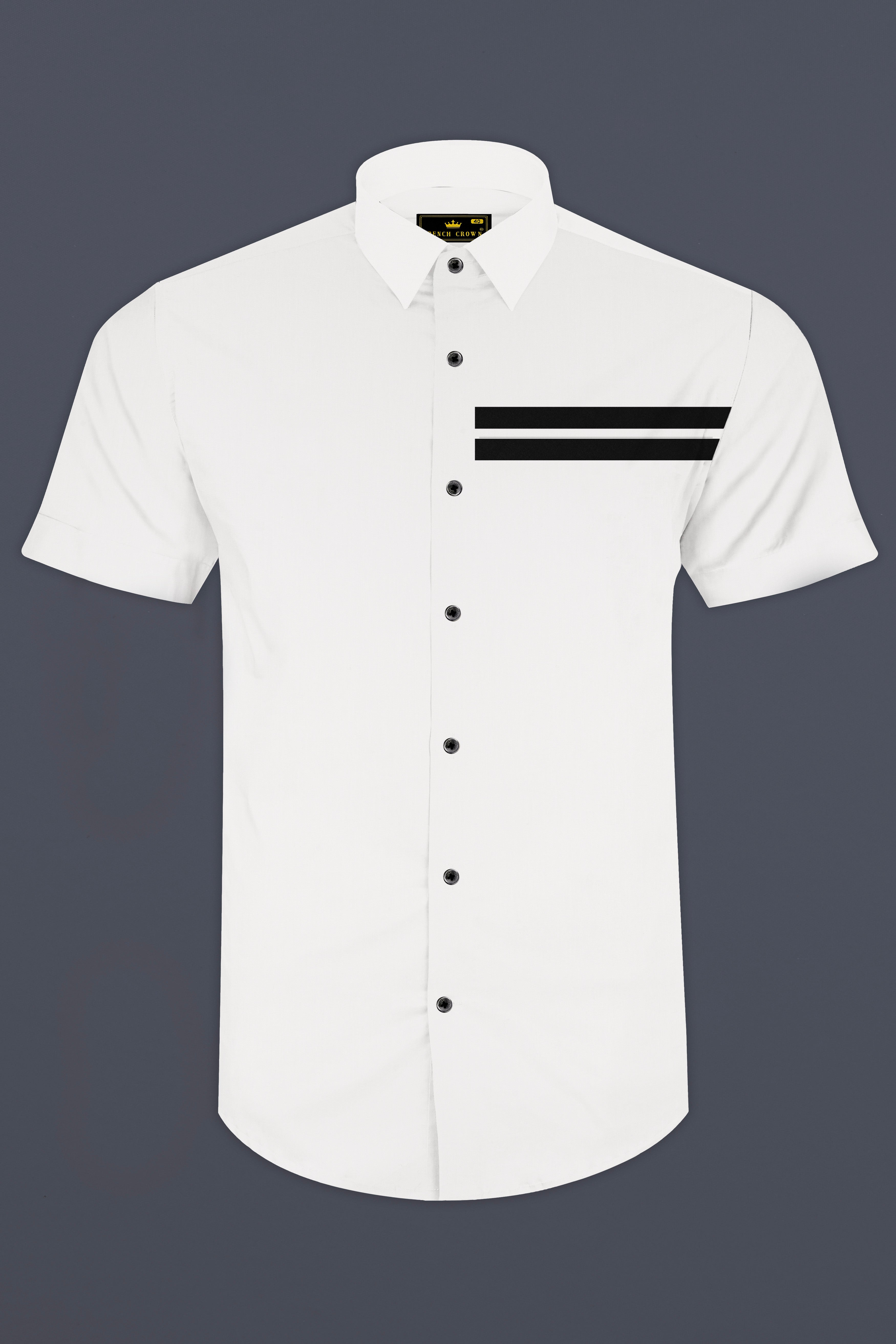 Bright White Subtle Sheen with Black Half Striped Super Soft Premium Cotton Designer Shirt