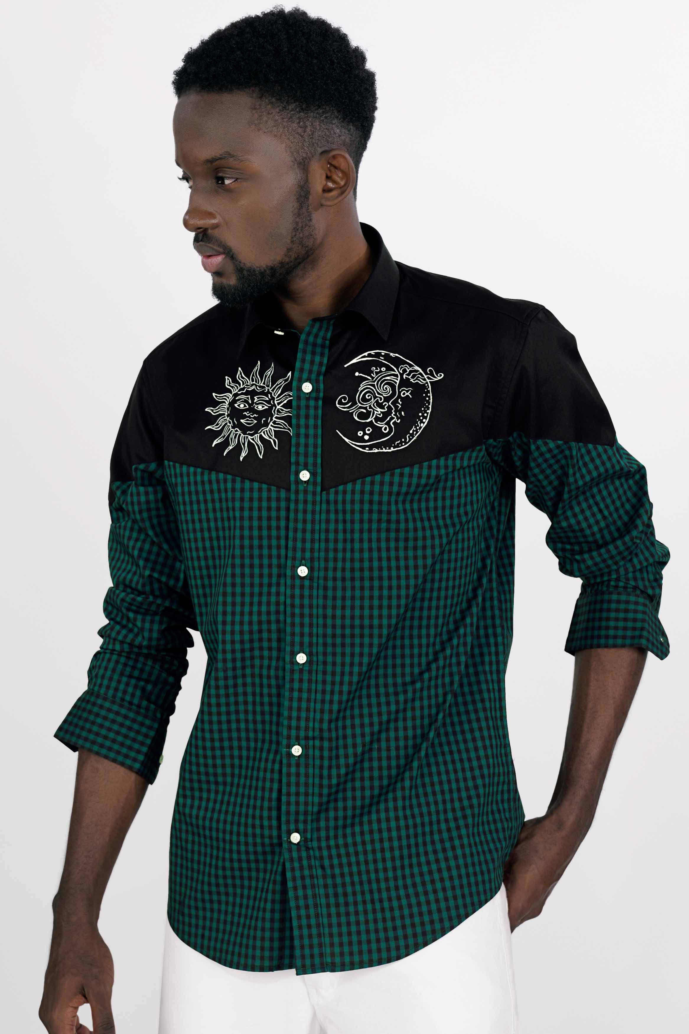 Luxury cotton dark jade green