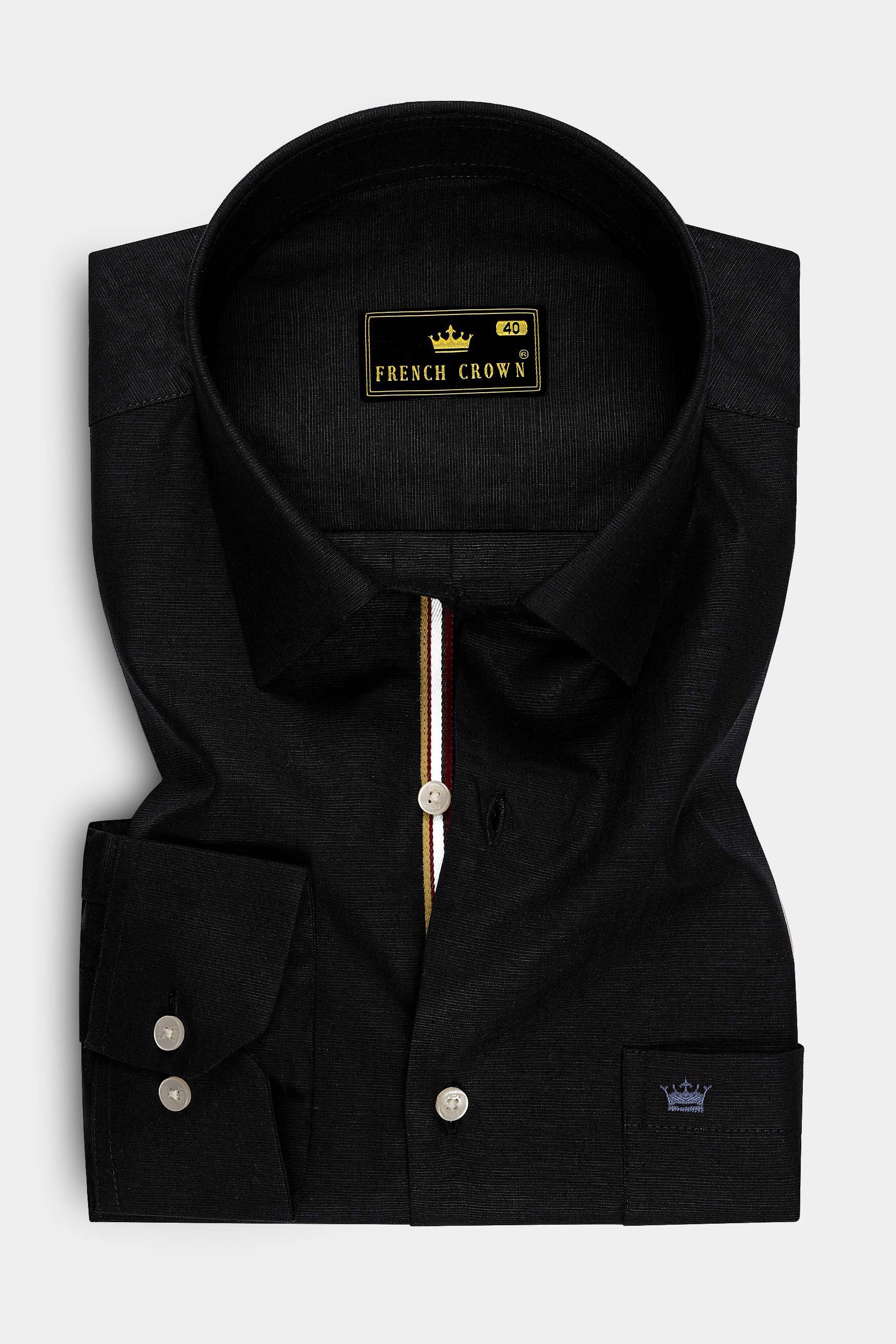 Jet Black Luxurious Linen Shirt
