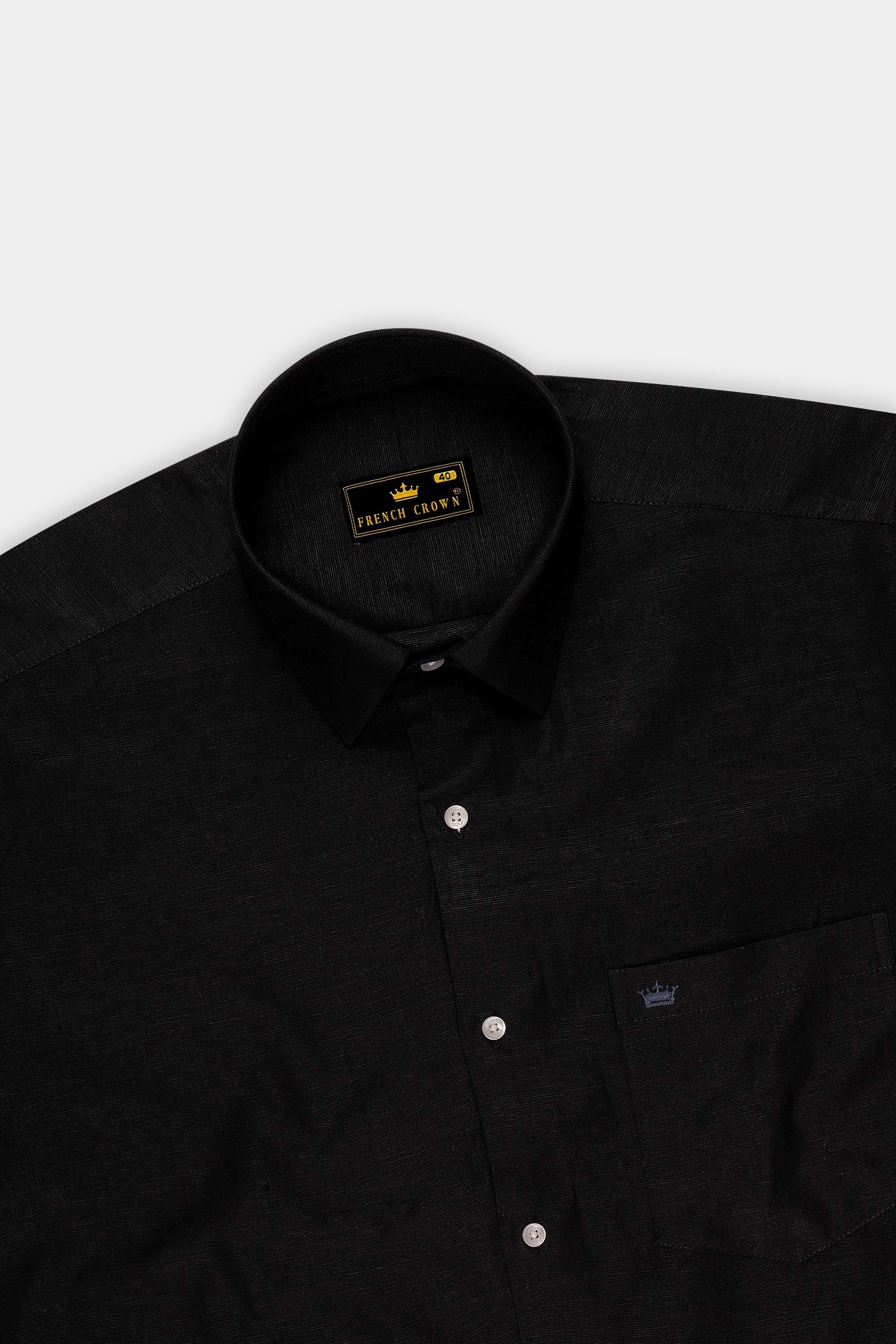 Jet Black Luxurious Linen Shirt