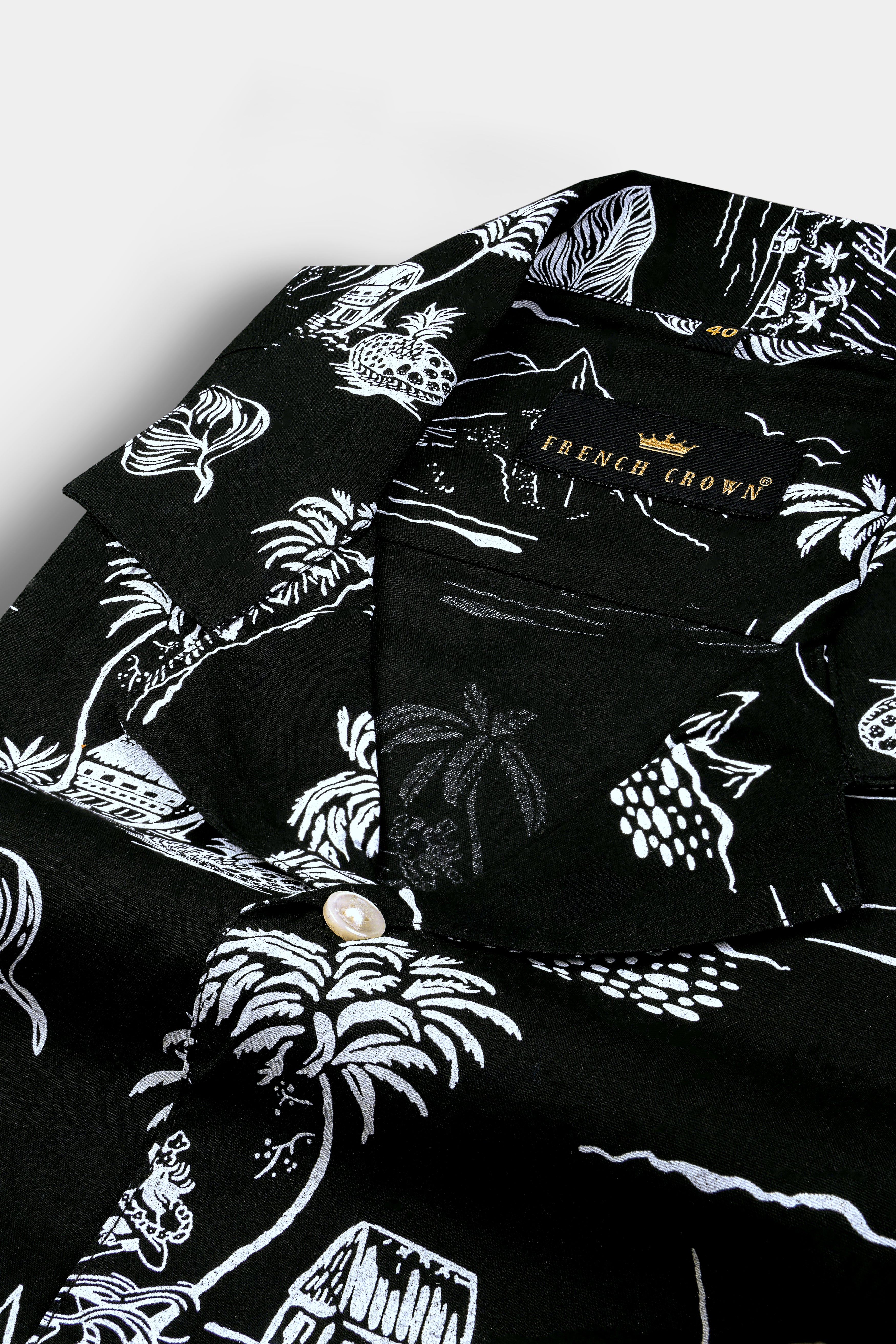 Dune Black Tropical Printed Premium Cotton Shirt