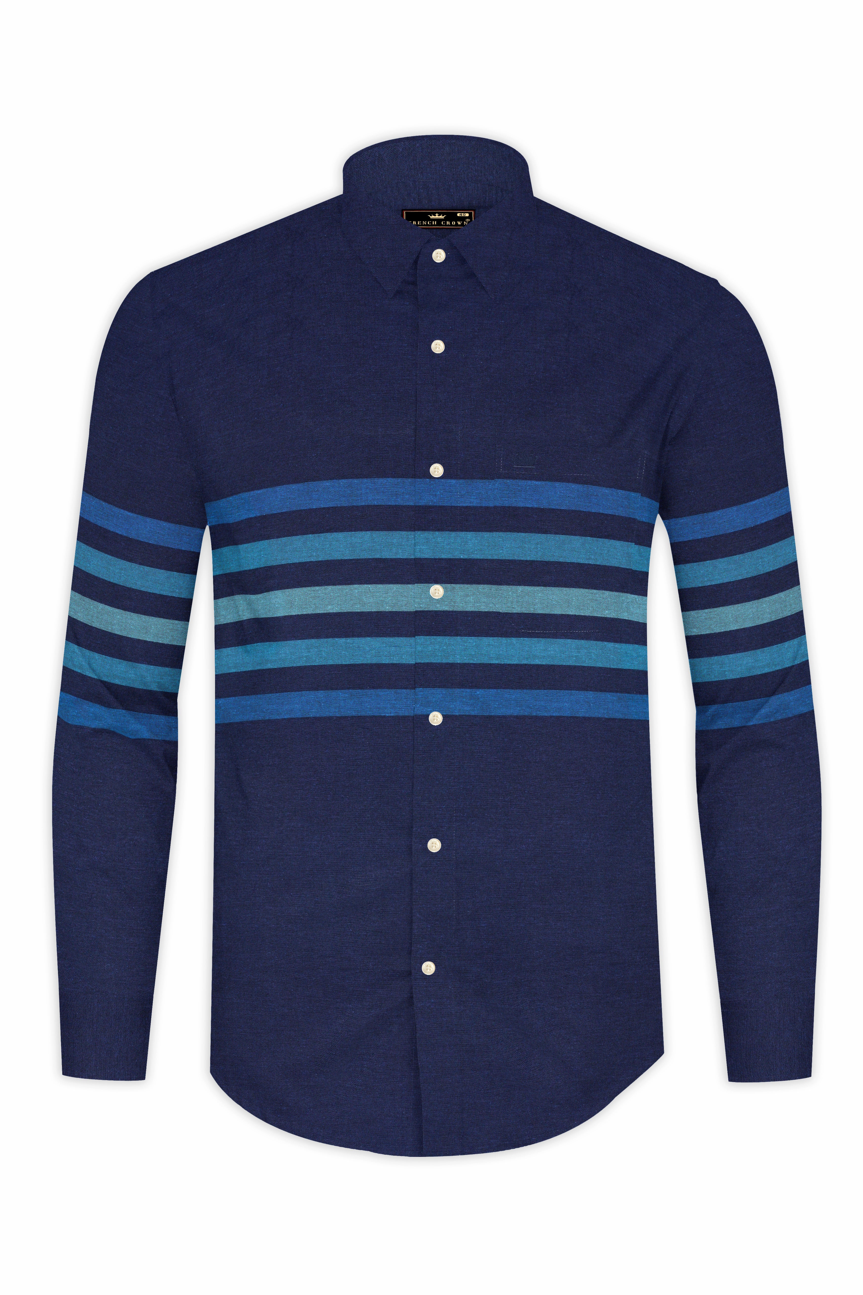 Cloud Burst and Chambray Blue Striped Royal Oxford Shirt