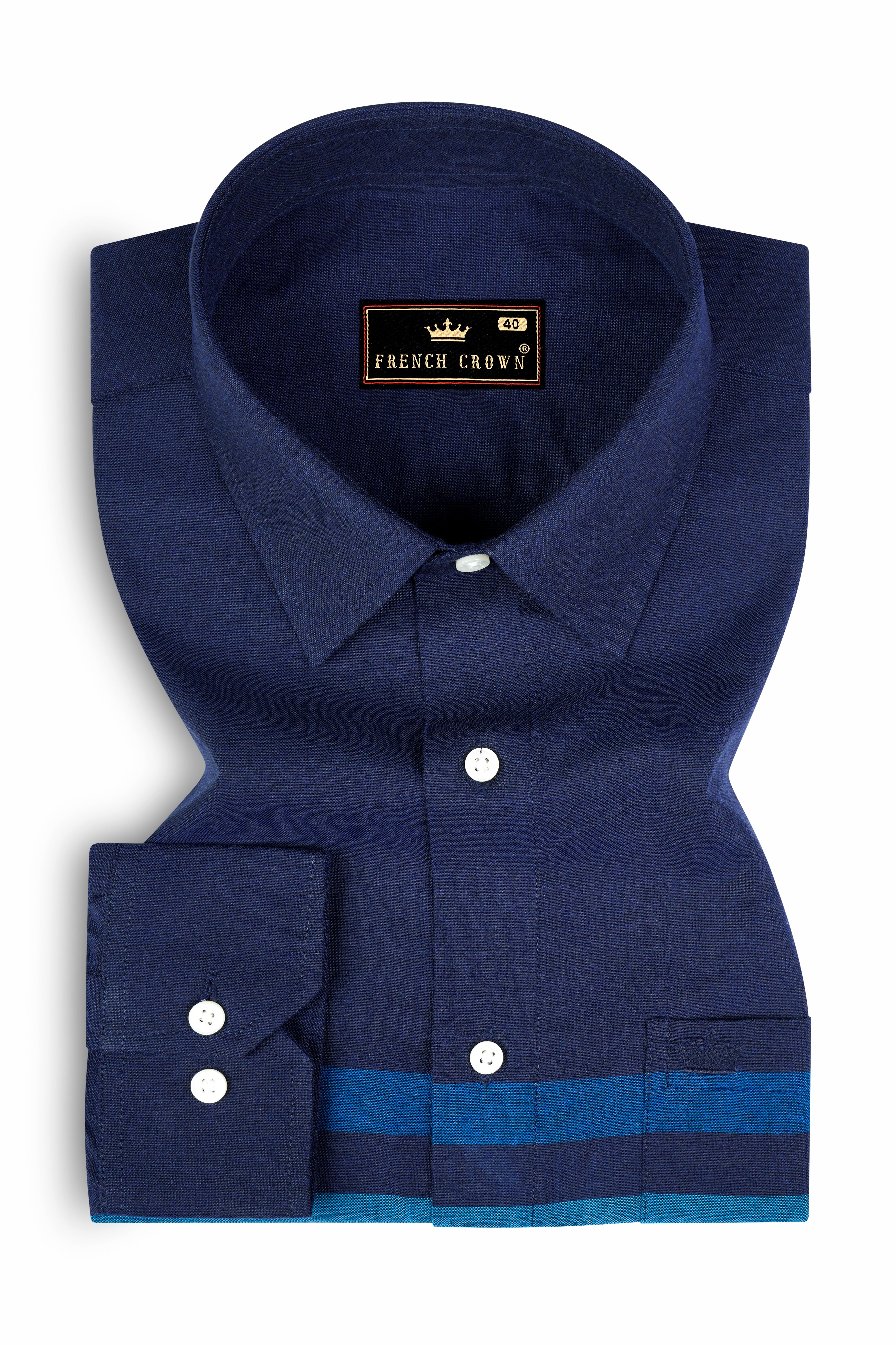 Cloud Burst and Chambray Blue Striped Royal Oxford Shirt