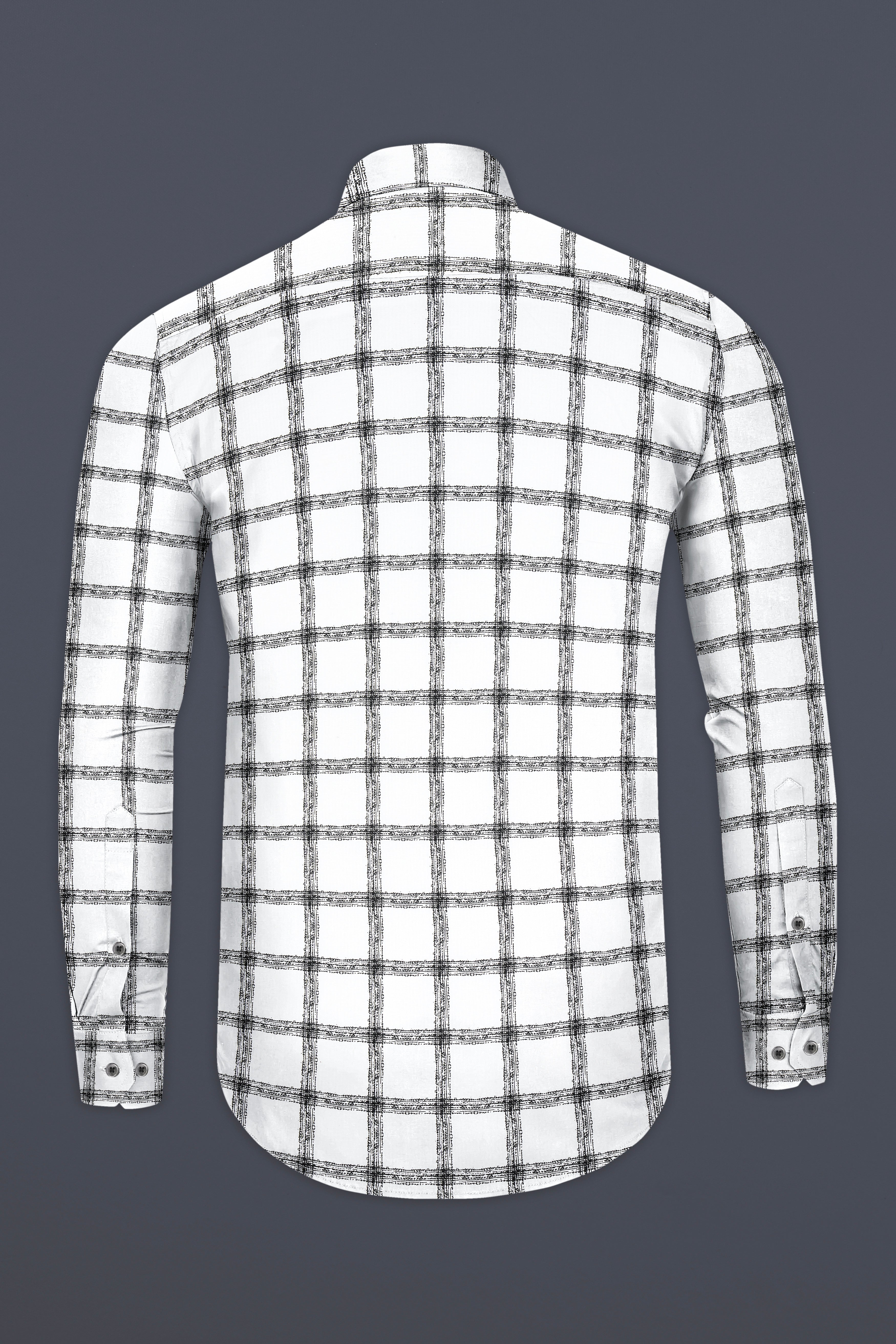 Bright white with jade black Windowpane Luxurious Linen Shirt