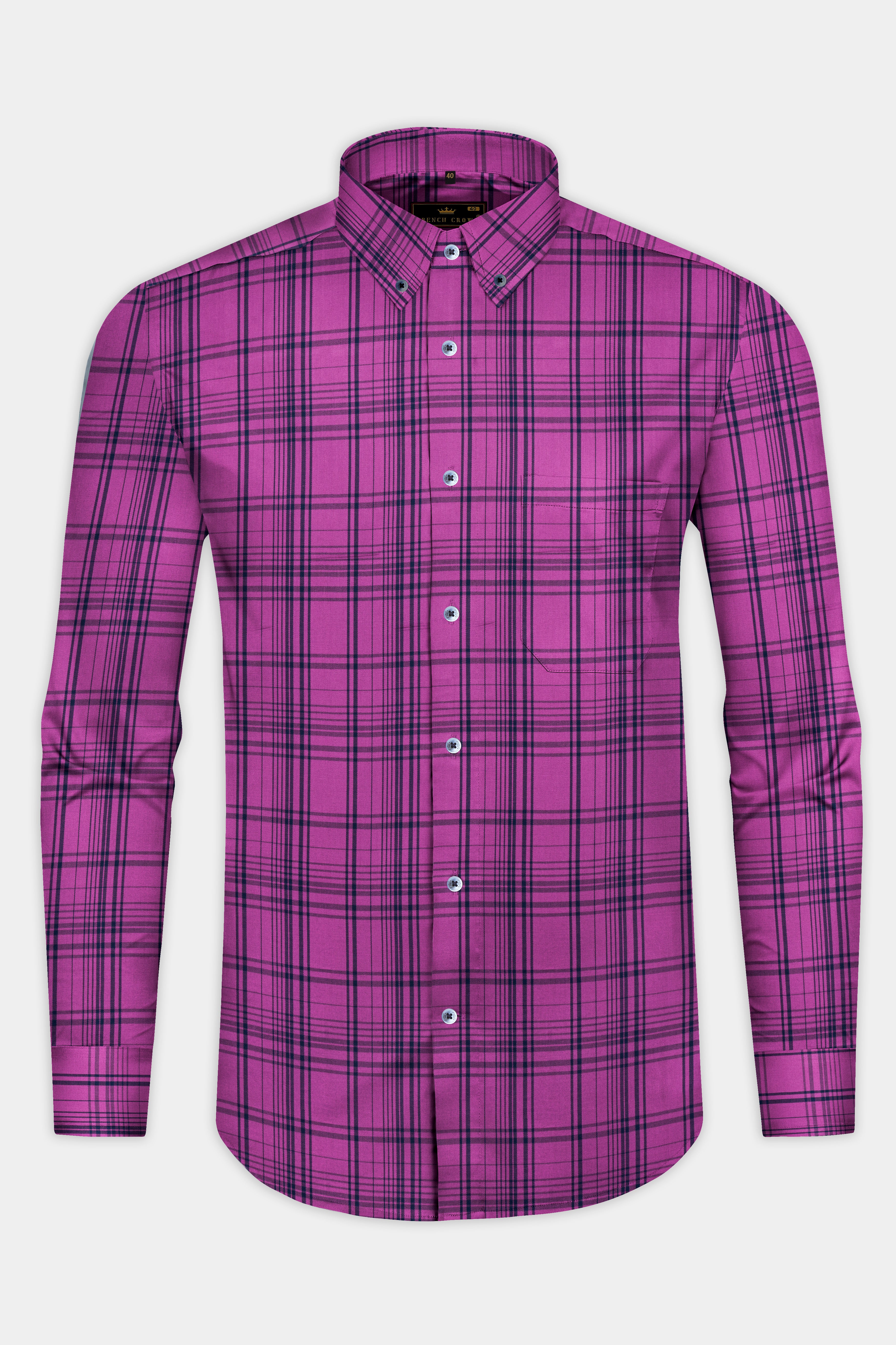 Byzantium Purple and Cyprus Blue Plaid Twill Textured Premium Cotton Shirt