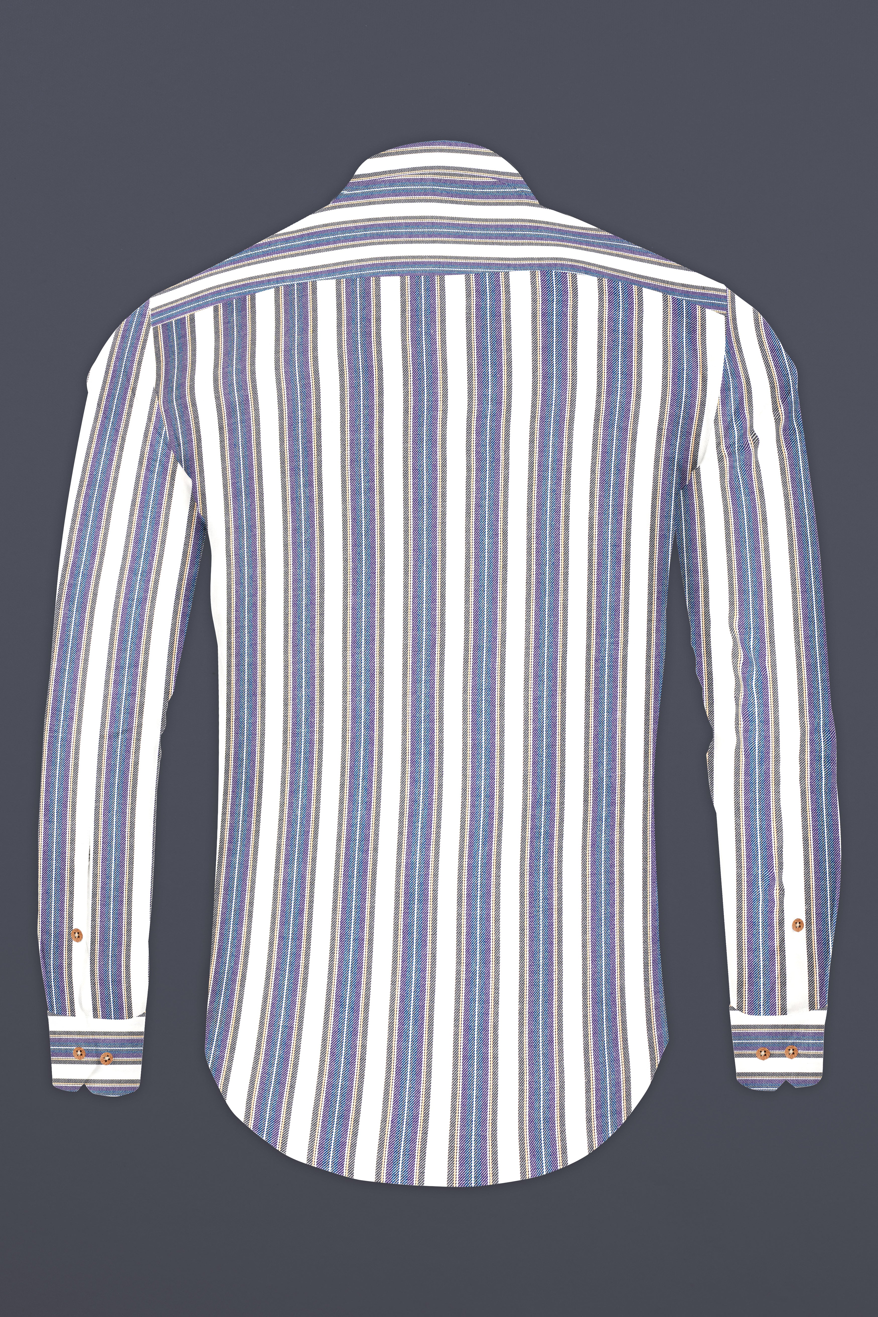 Soapstone White and denim blue Striped Twill Premium Cotton Kurta Shirt